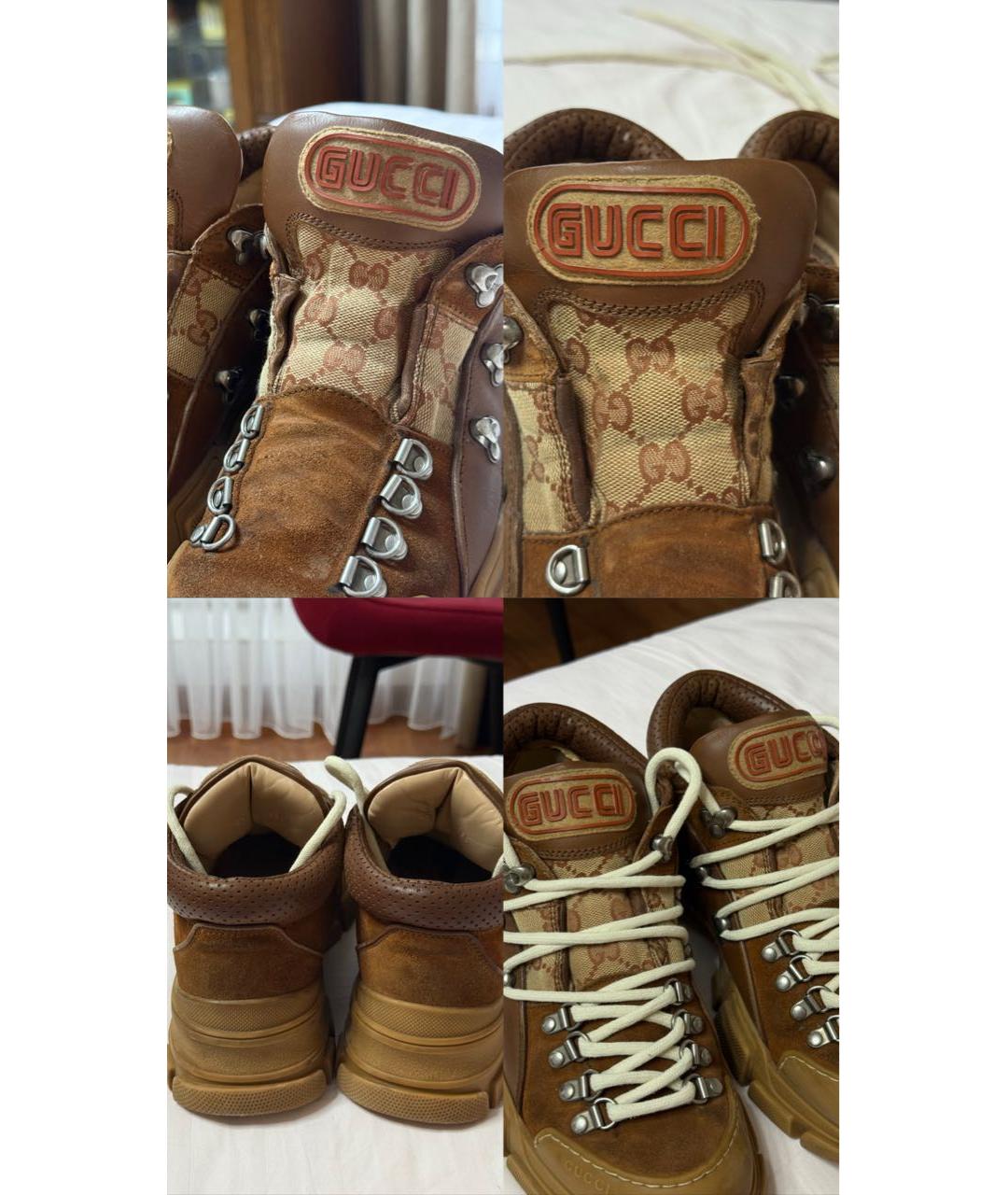 GUCCI Коричневые кожаные кроссовки, фото 8