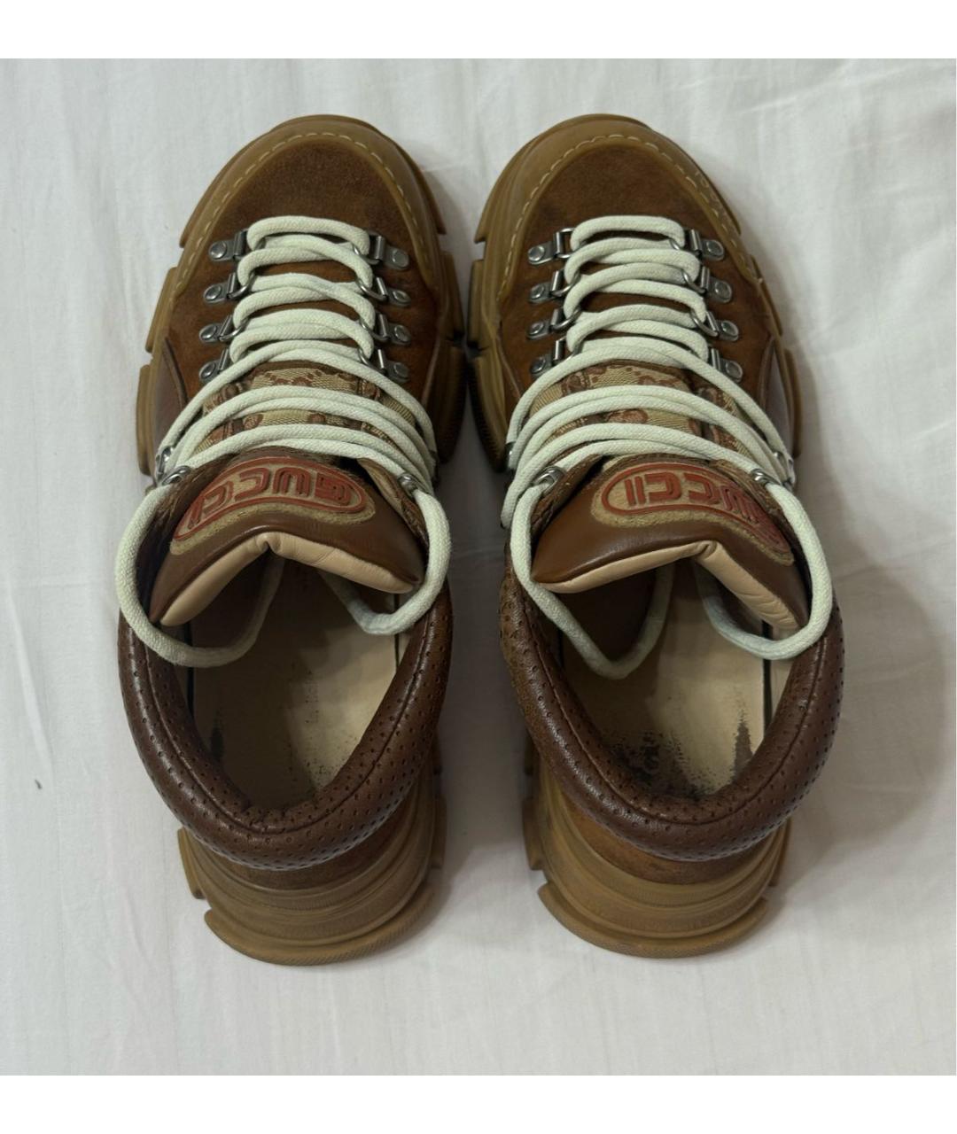 GUCCI Коричневые кожаные кроссовки, фото 3