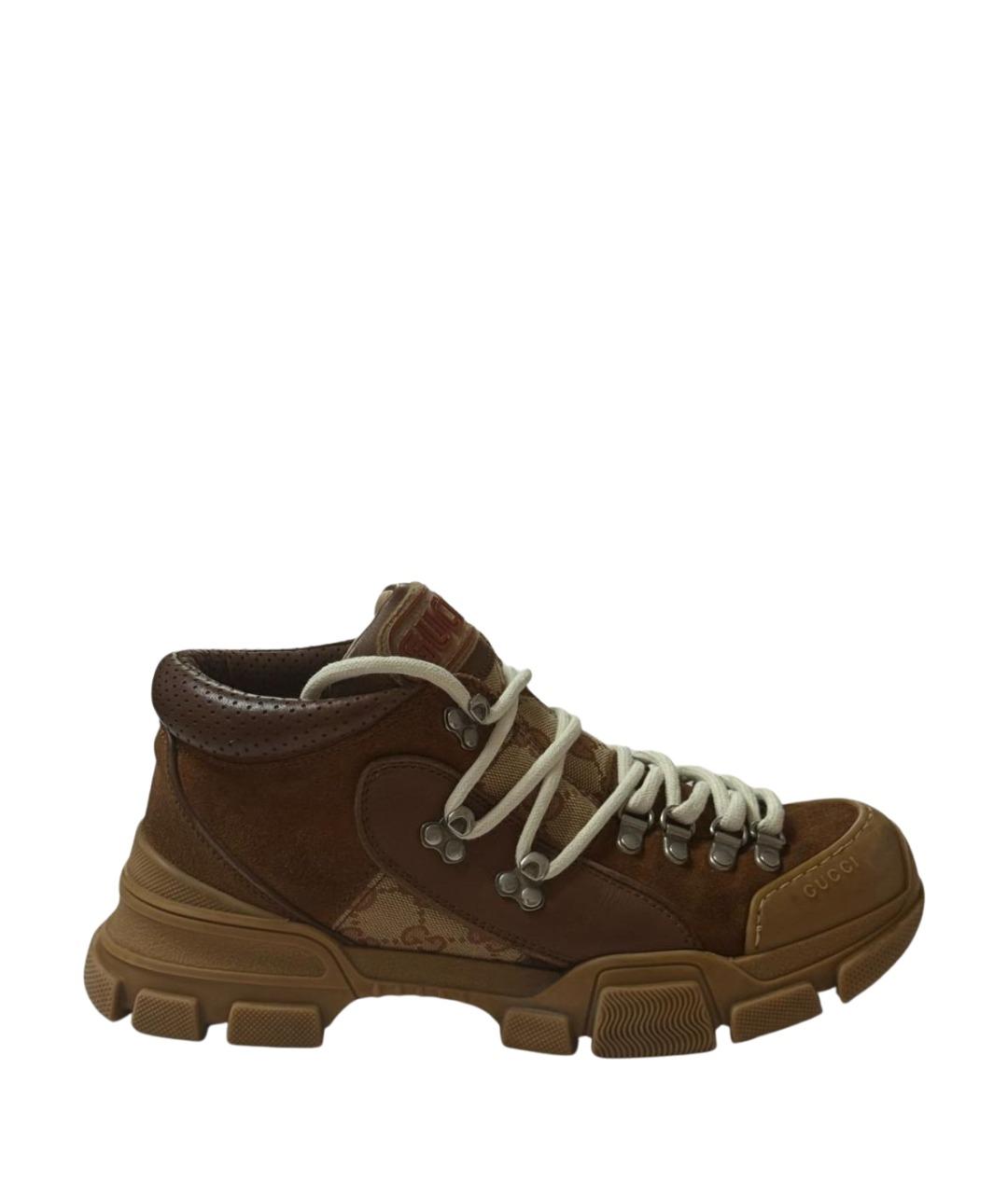 GUCCI Коричневые кожаные кроссовки, фото 1