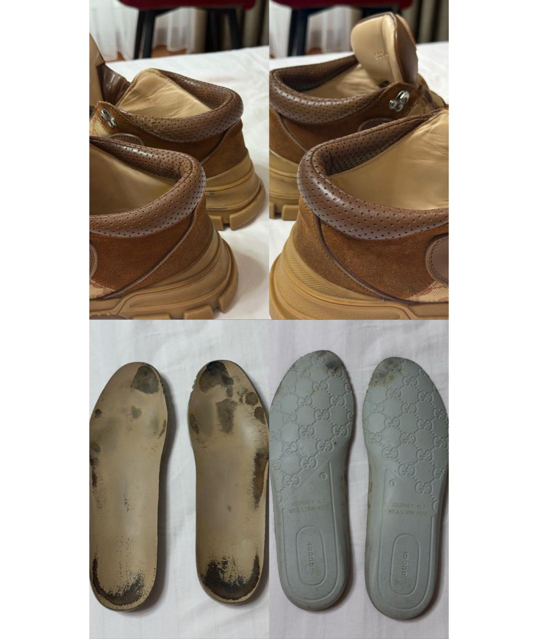 GUCCI Коричневые кожаные кроссовки, фото 7