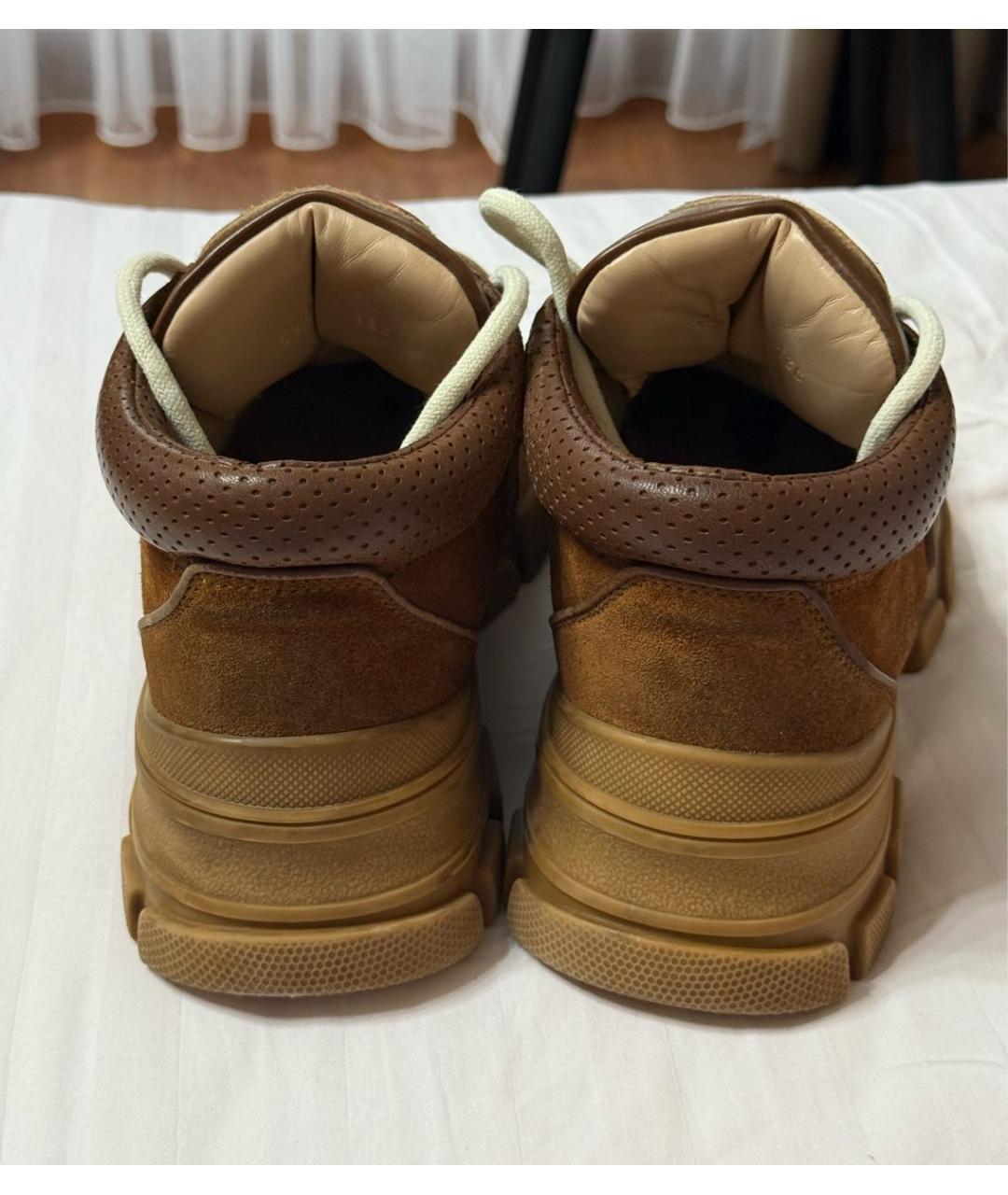 GUCCI Коричневые кожаные кроссовки, фото 4