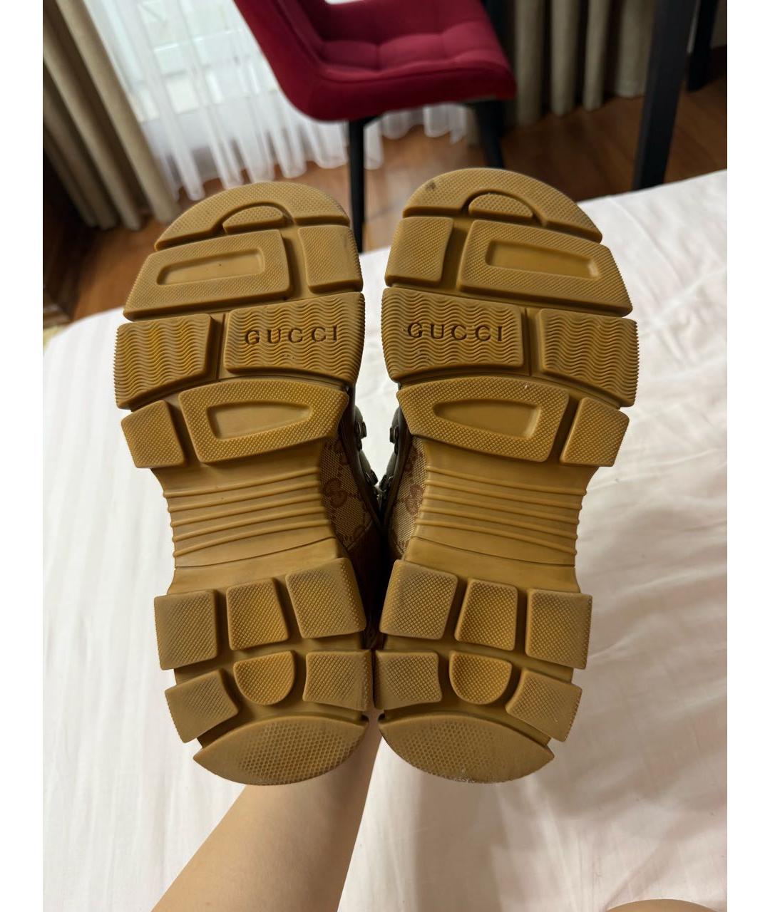 GUCCI Коричневые кожаные кроссовки, фото 5