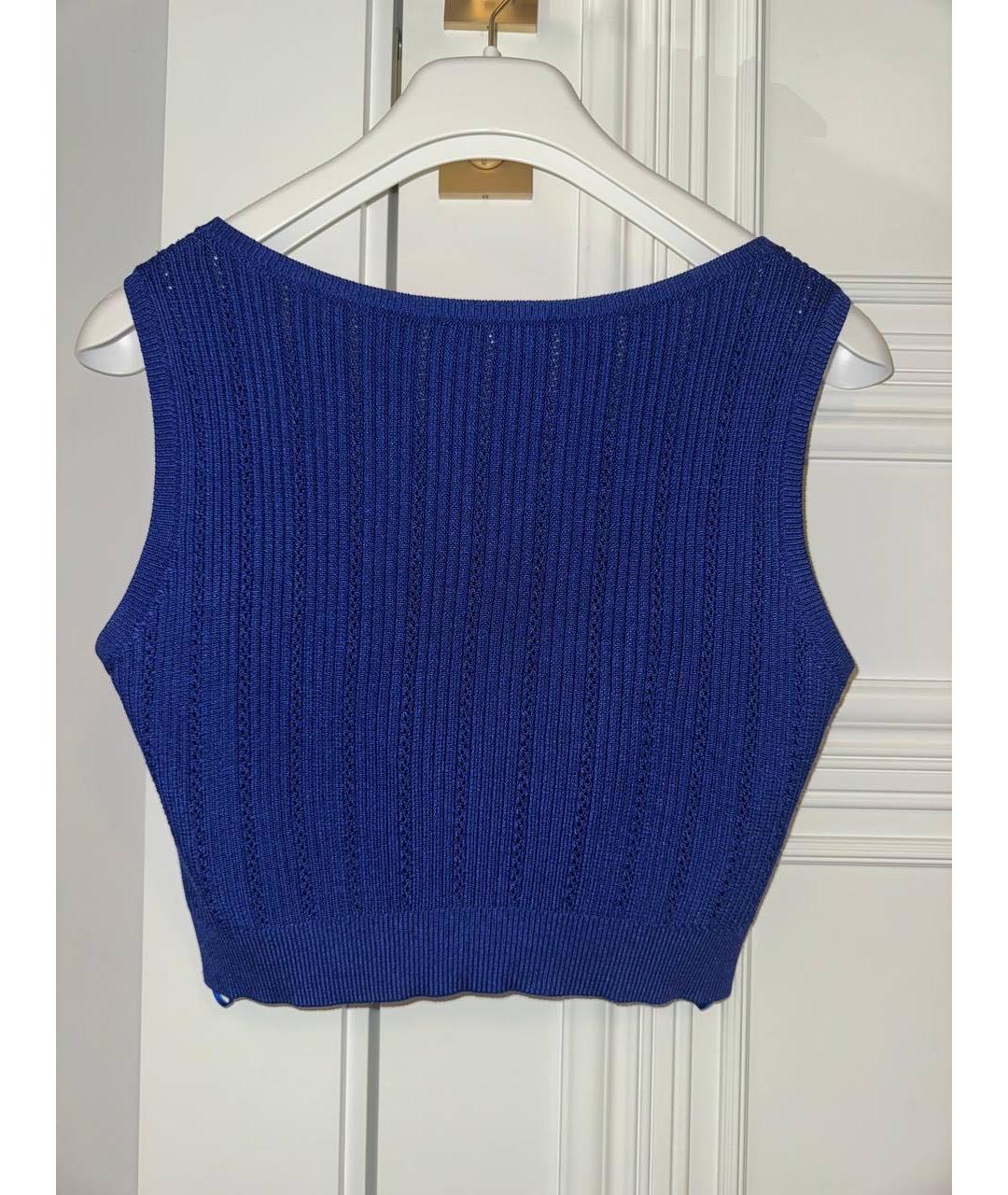 BALMAIN Темно-синяя вискозная майка, фото 2