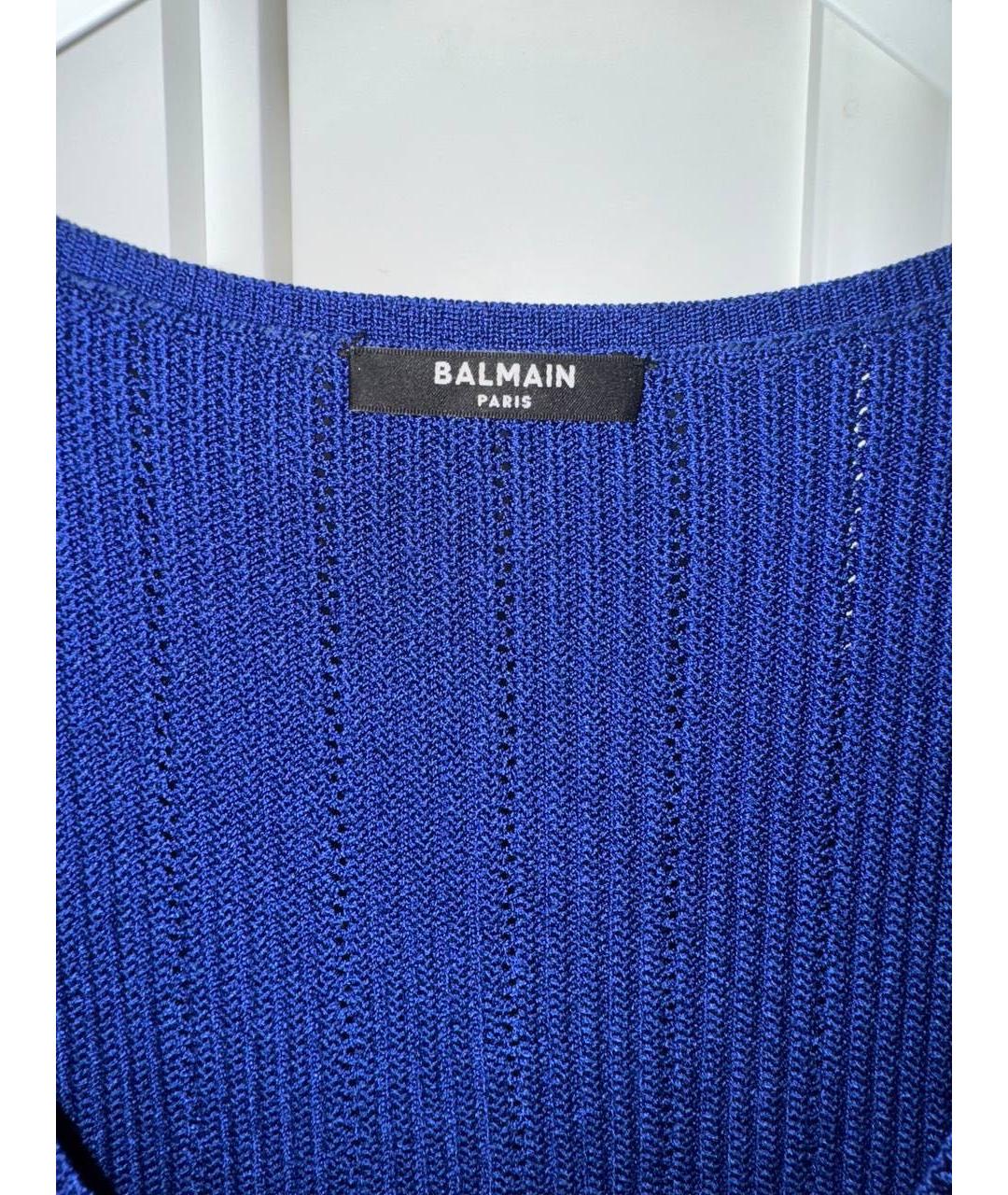 BALMAIN Темно-синяя вискозная майка, фото 3