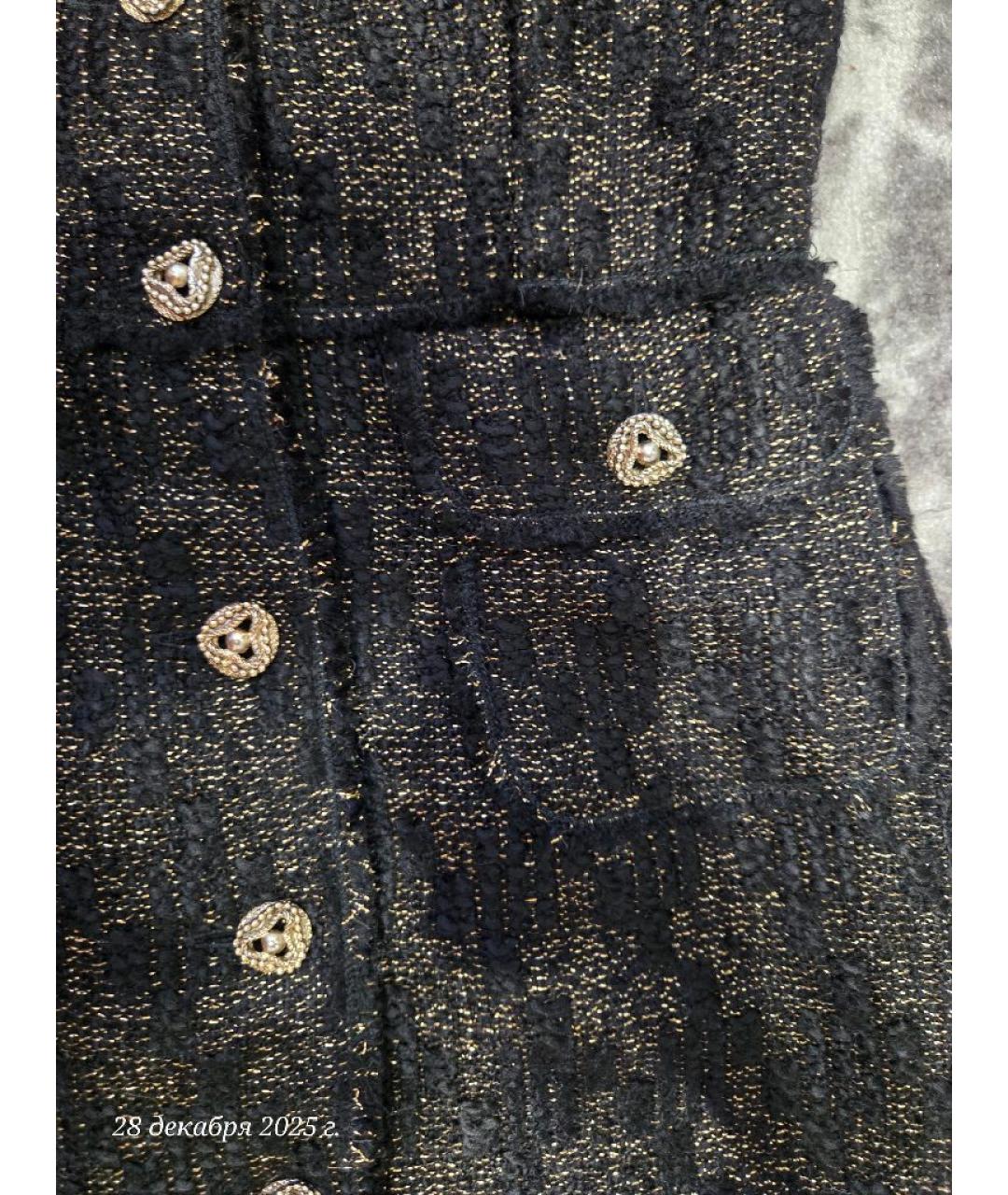 DOLCE&GABBANA Черное твидовое повседневное платье, фото 3