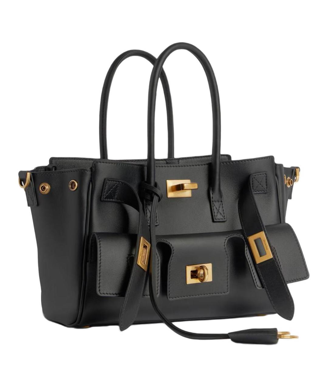 BALENCIAGA Черная кожаная сумка через плечо, фото 2