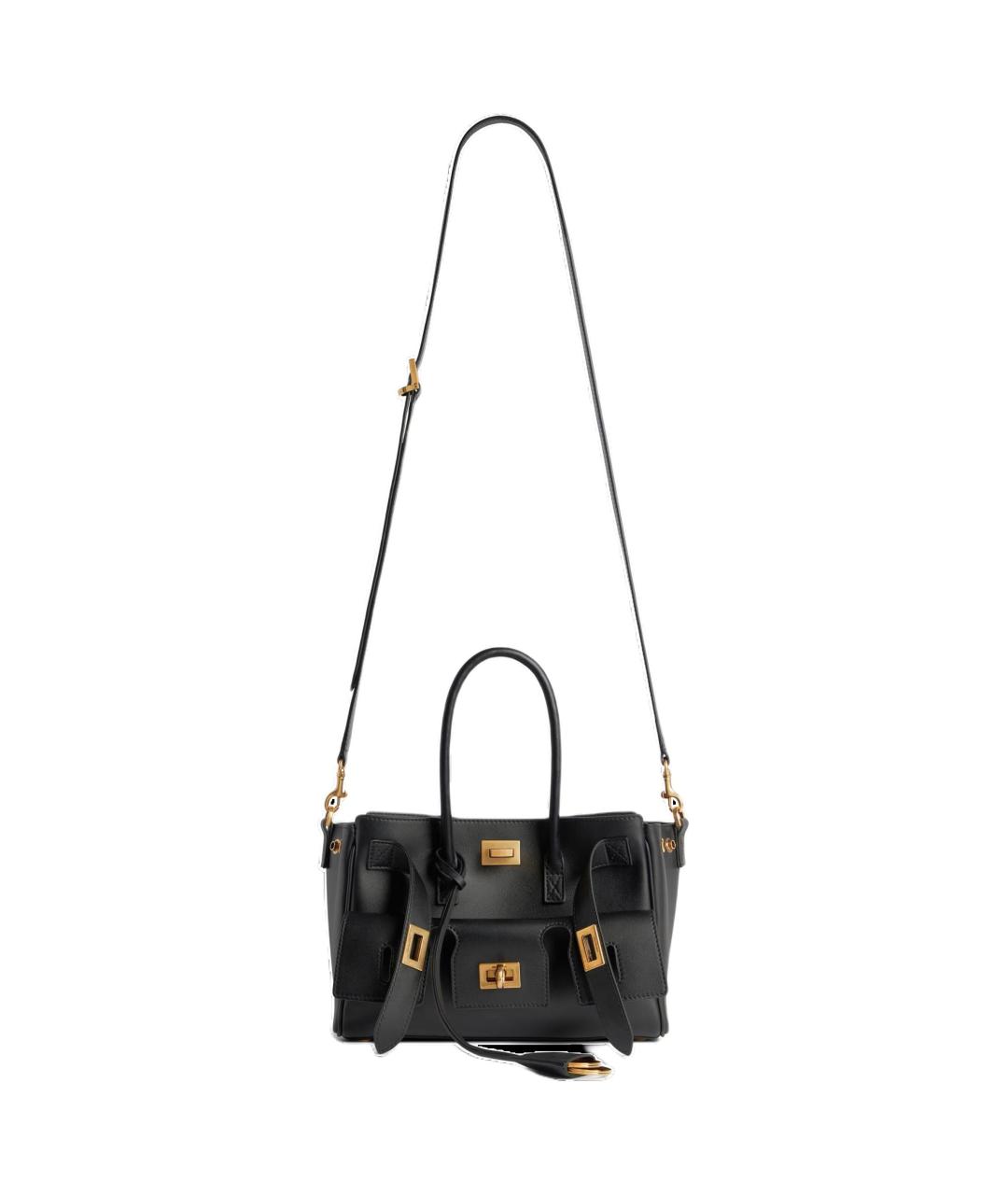 BALENCIAGA Черная кожаная сумка через плечо, фото 5