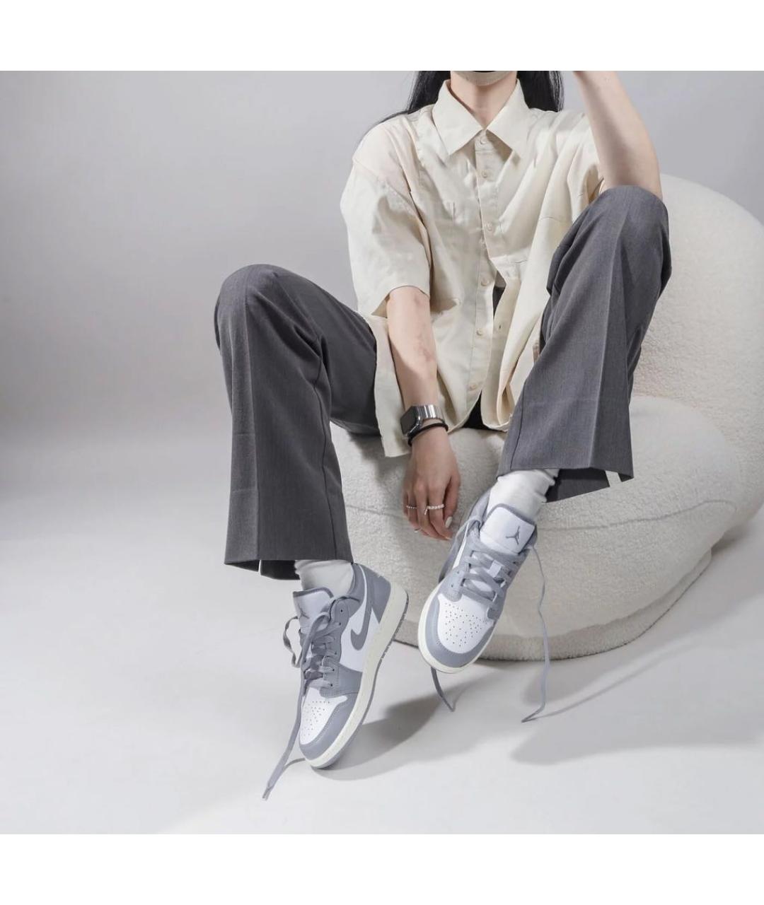 JORDAN Серые кожаные кроссовки, фото 2