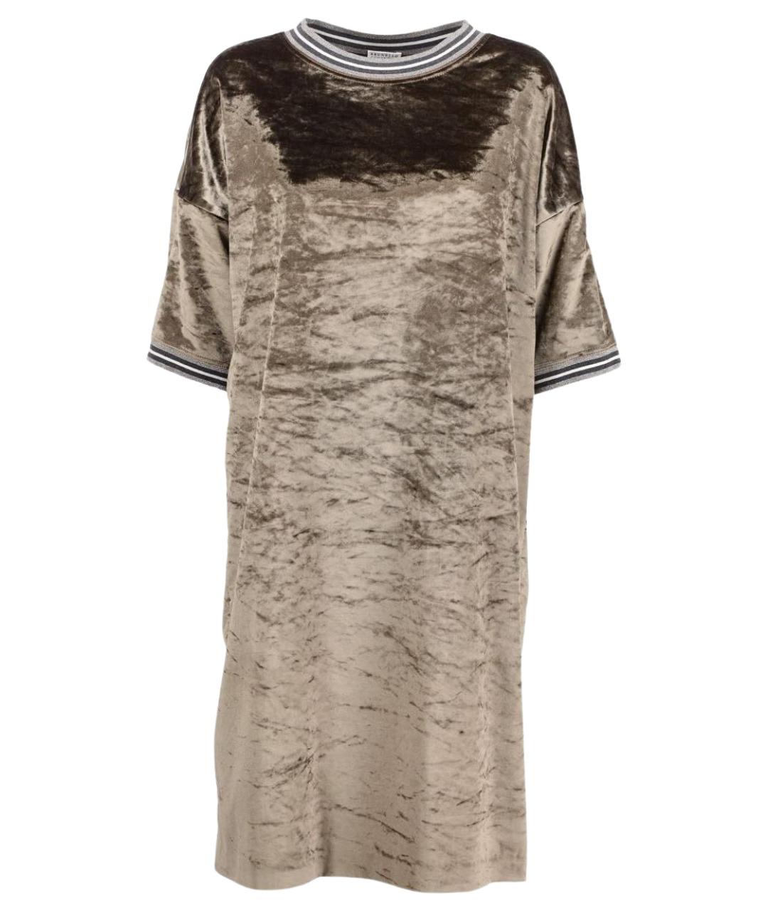 BRUNELLO CUCINELLI Хаки хлопковое повседневное платье, фото 1