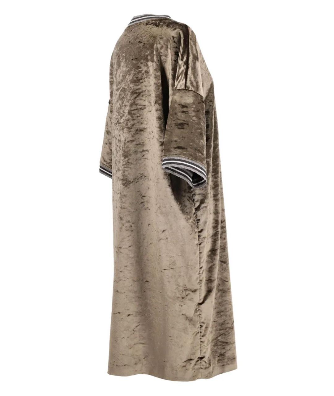 BRUNELLO CUCINELLI Хаки хлопковое повседневное платье, фото 8