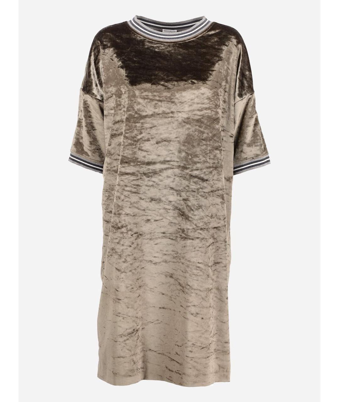 BRUNELLO CUCINELLI Хаки хлопковое повседневное платье, фото 10