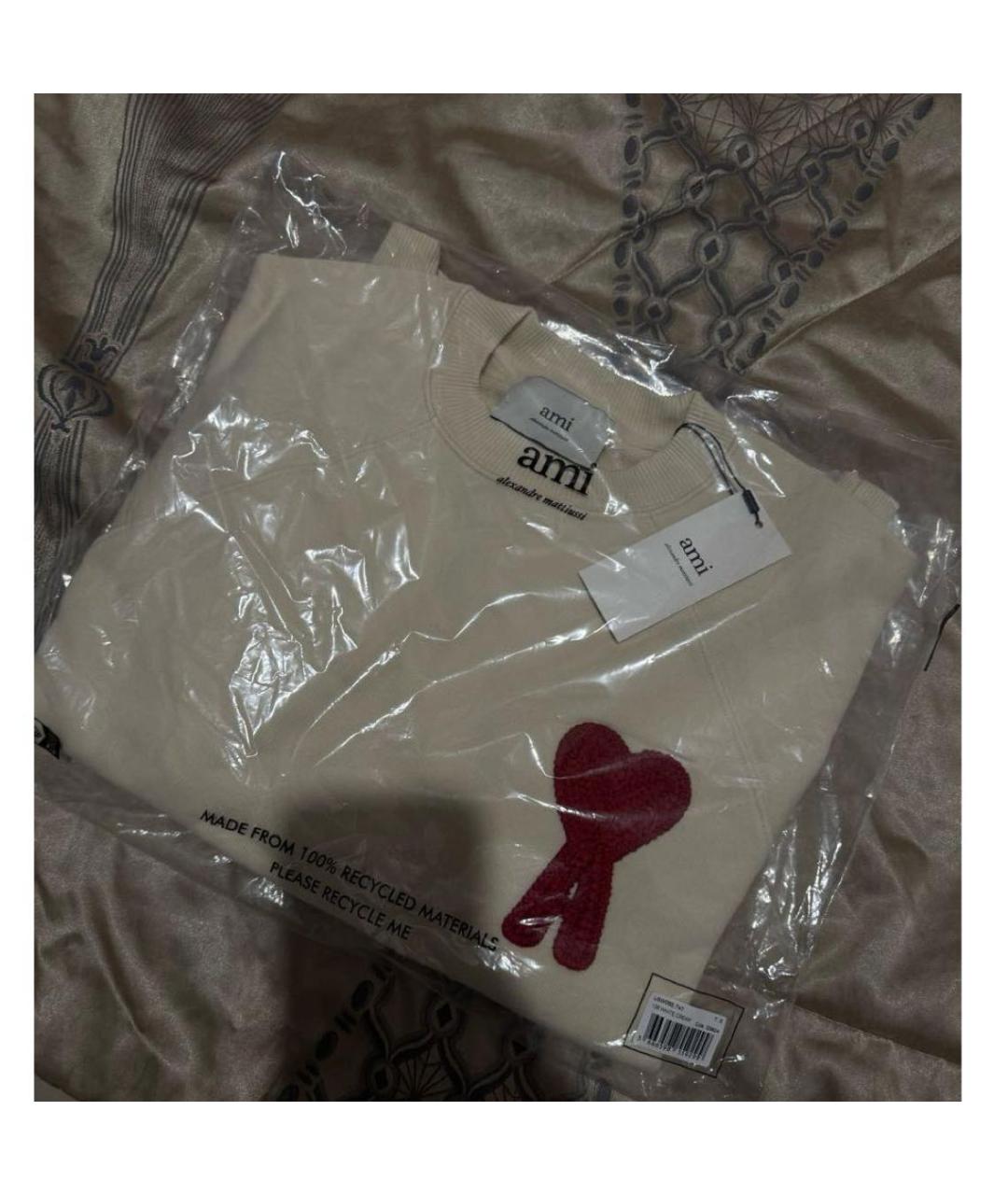 Ami Paris Бежевый хлопковый джемпер / свитер, фото 4