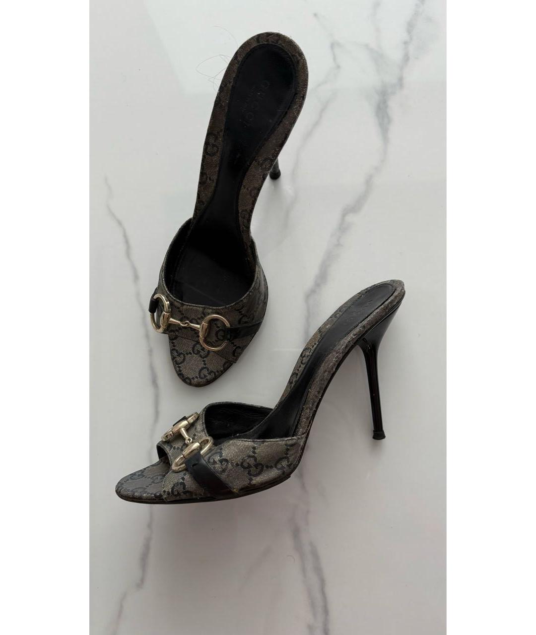 GUCCI Коричневые кожаные шлепанцы, фото 5