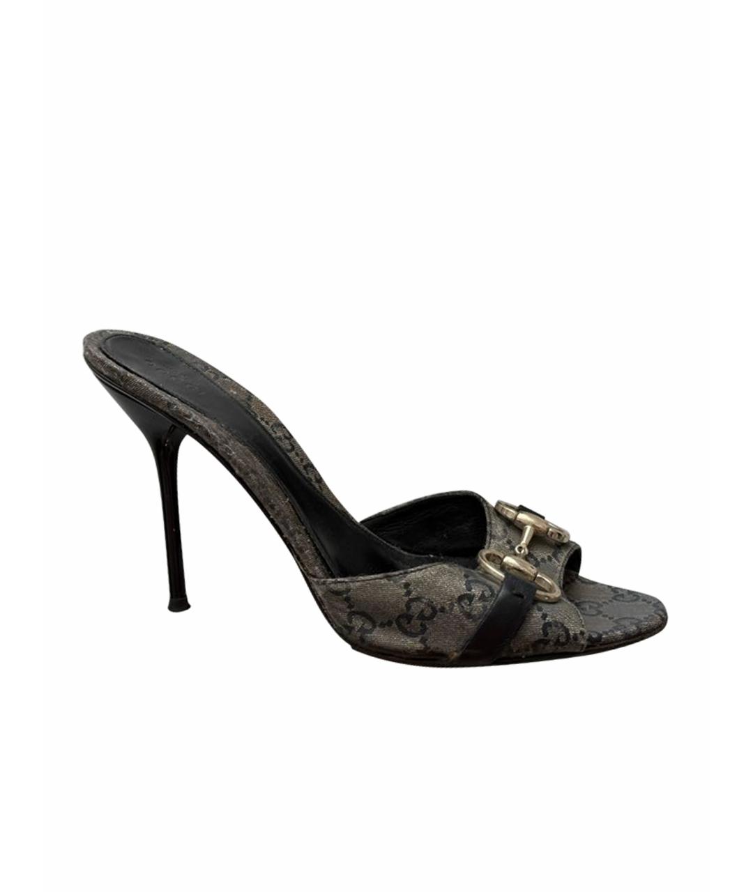 GUCCI Коричневые кожаные шлепанцы, фото 1