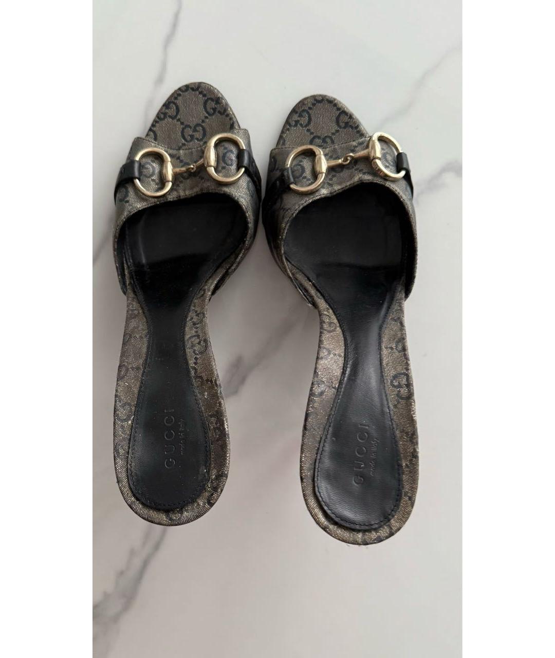 GUCCI Коричневые кожаные шлепанцы, фото 3