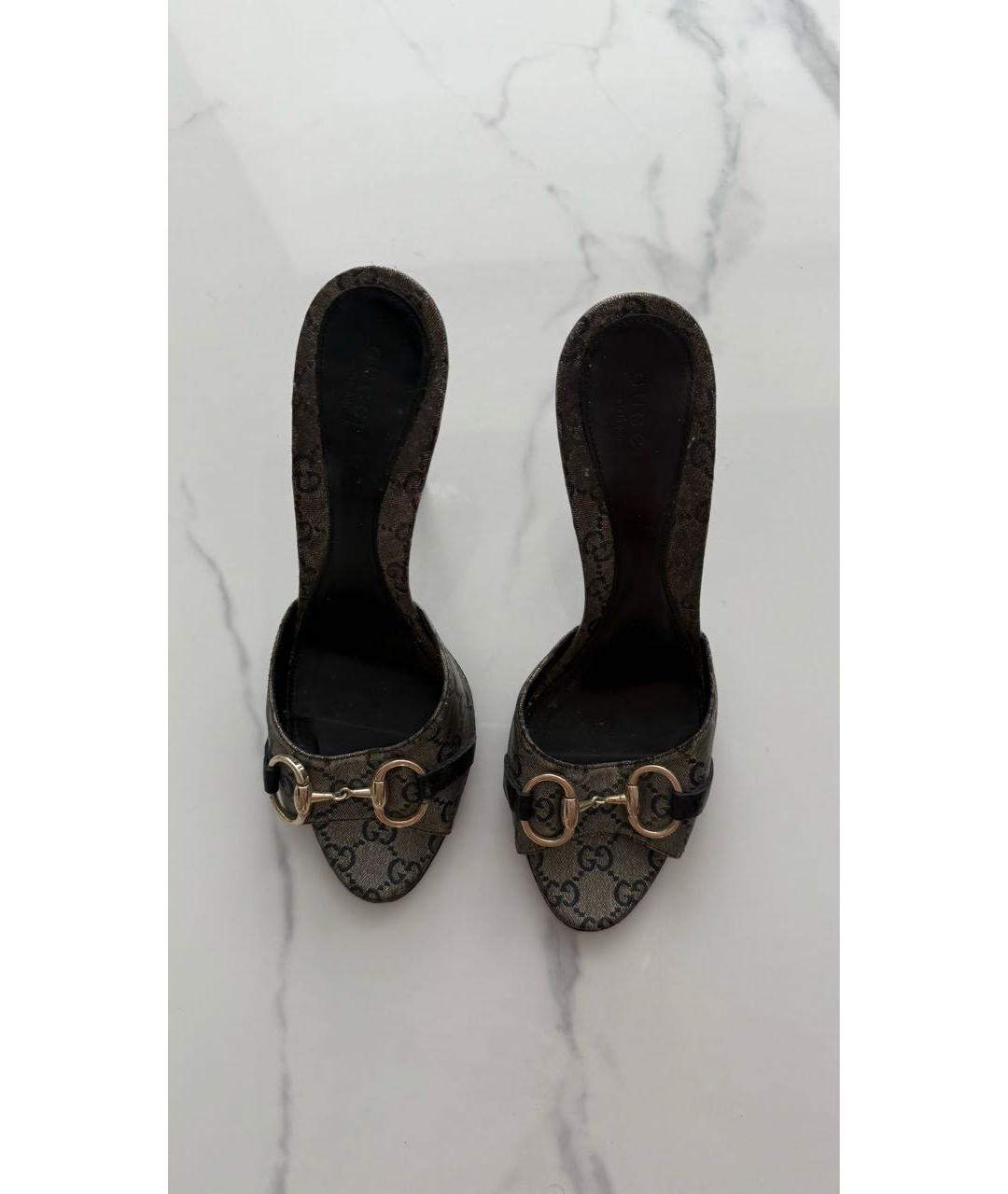 GUCCI Коричневые кожаные шлепанцы, фото 2