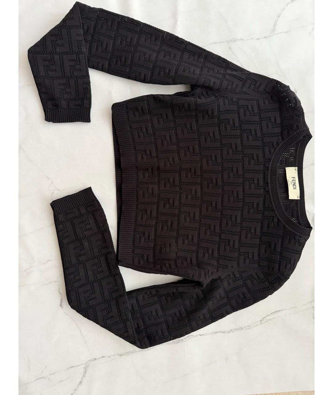 FENDI Черный хлопковый джемпер / свитер, фото 4