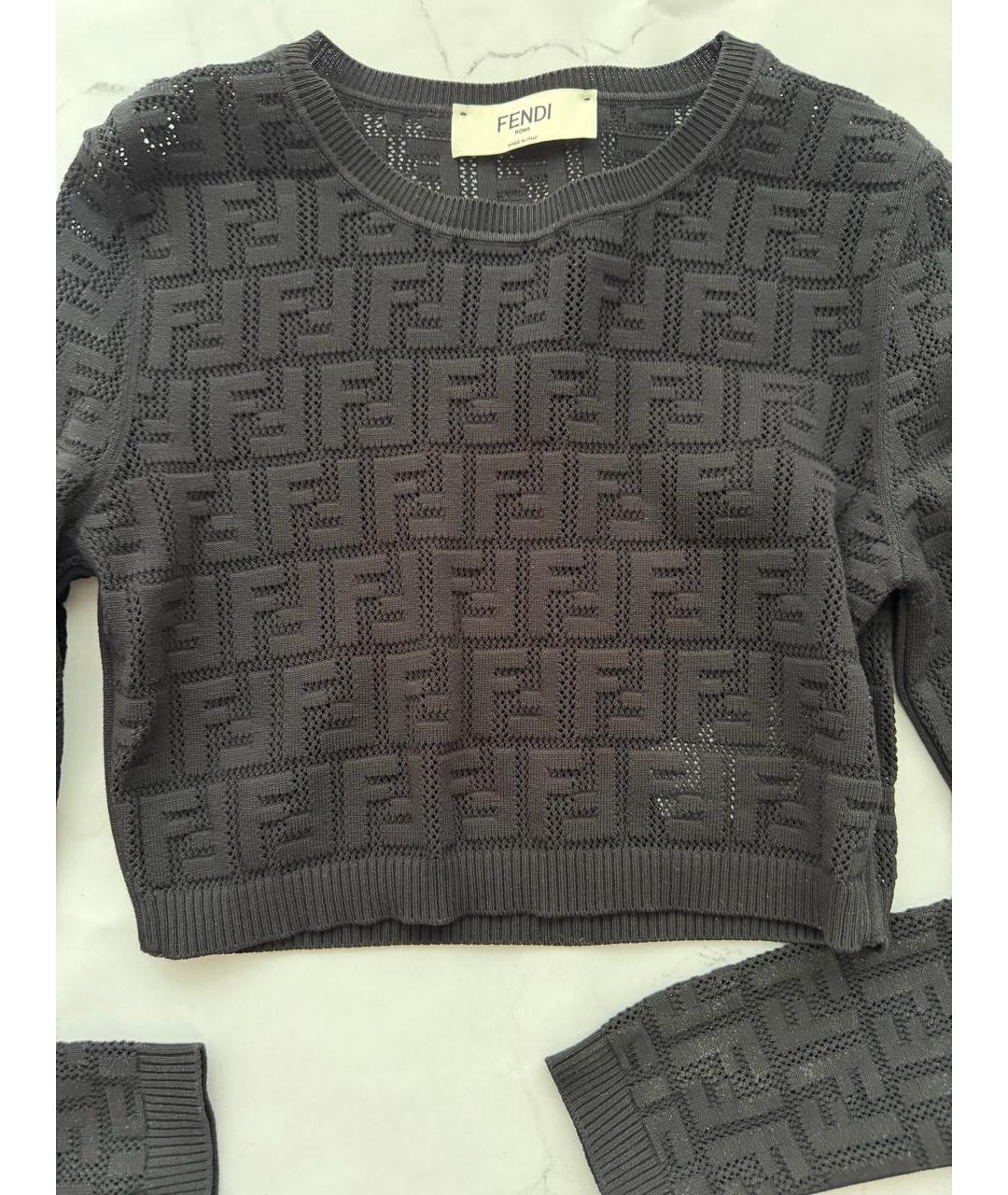 FENDI Черный хлопковый джемпер / свитер, фото 2