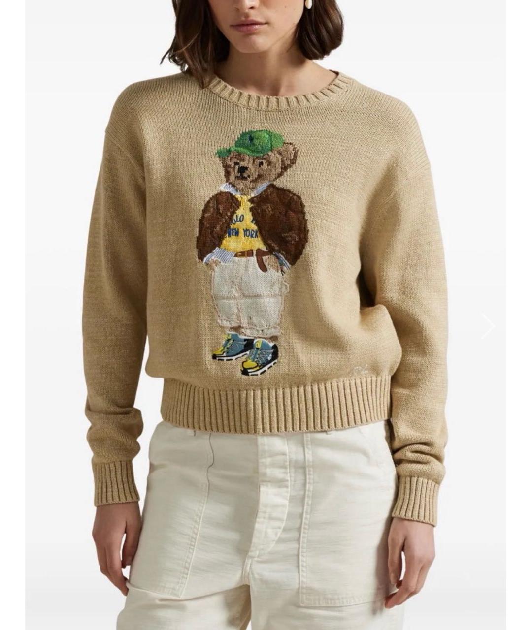 POLO RALPH LAUREN Бежевый хлопковый джемпер / свитер, фото 3