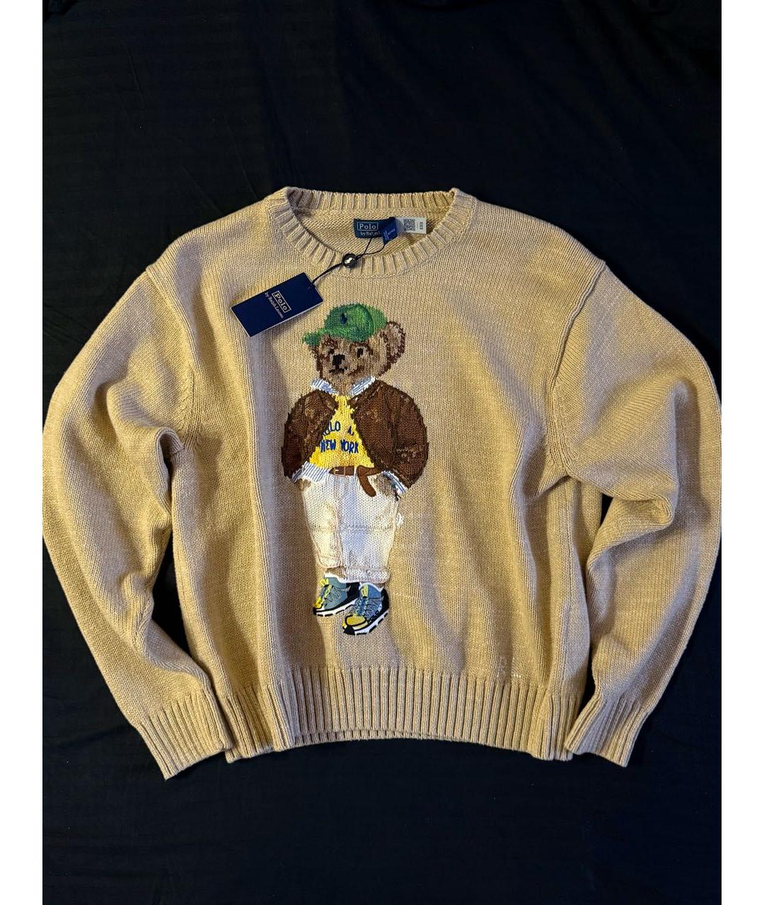 POLO RALPH LAUREN Бежевый хлопковый джемпер / свитер, фото 2