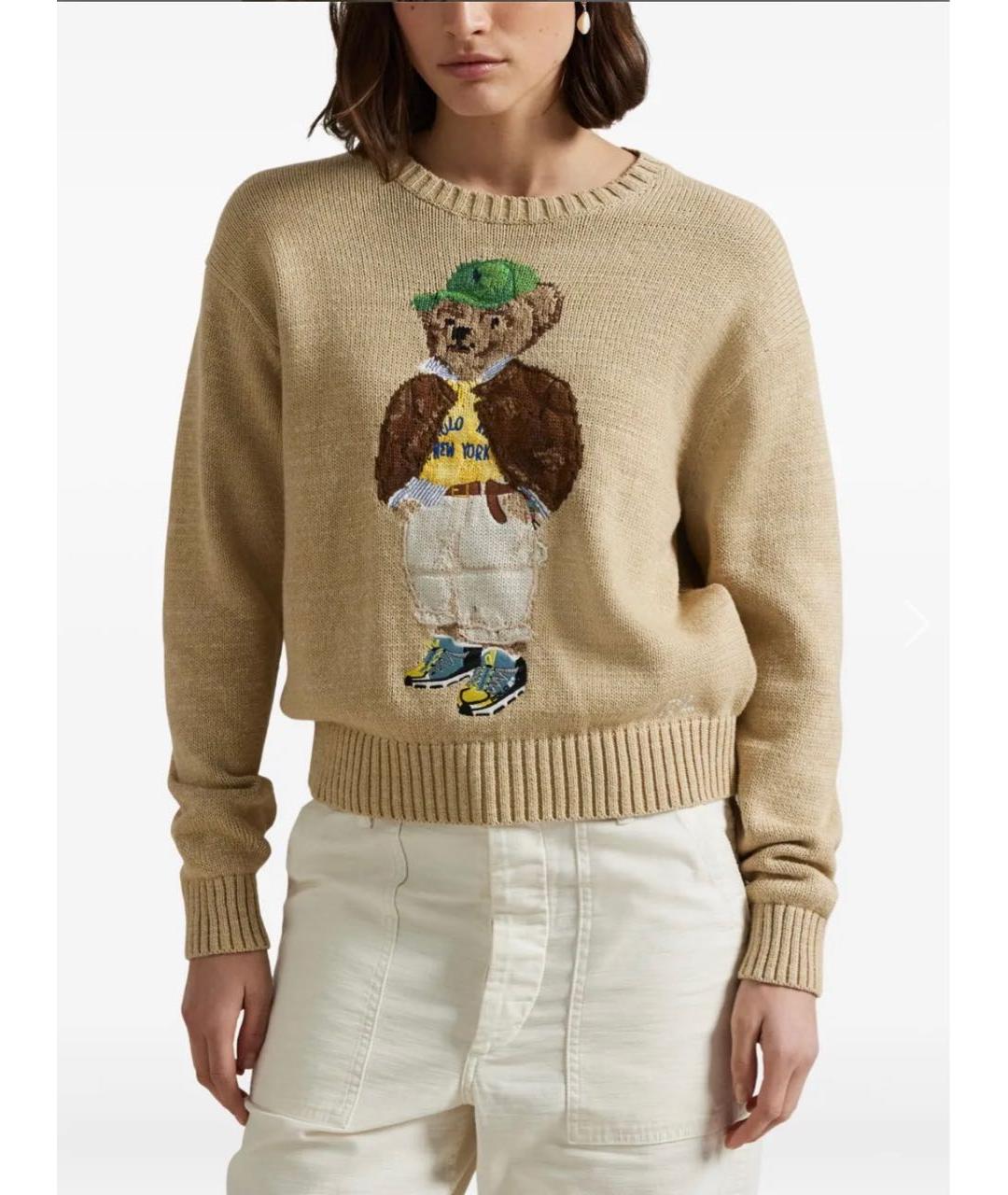 POLO RALPH LAUREN Бежевый хлопковый джемпер / свитер, фото 3