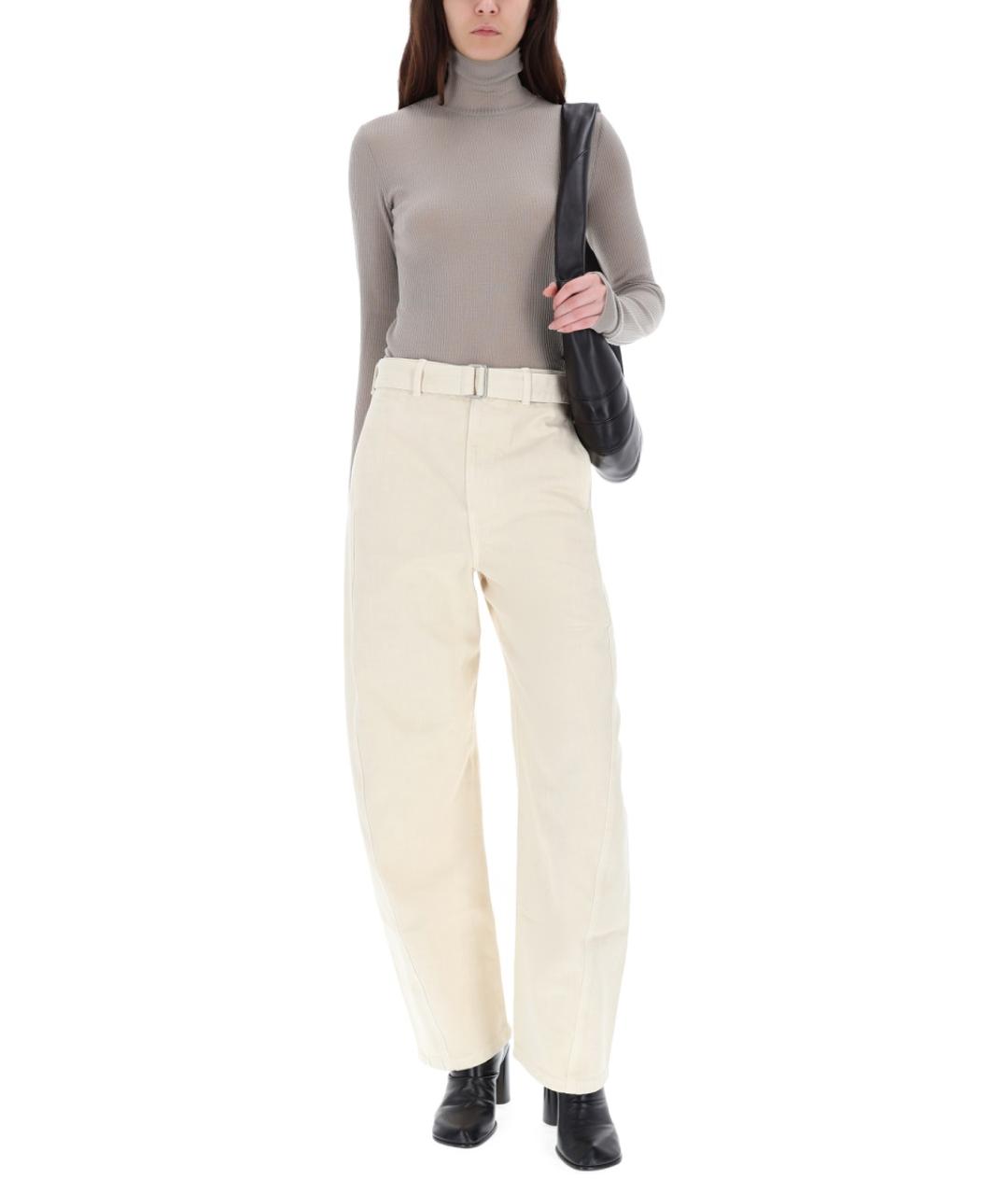 LEMAIRE Белые хлопковые прямые брюки, фото 2