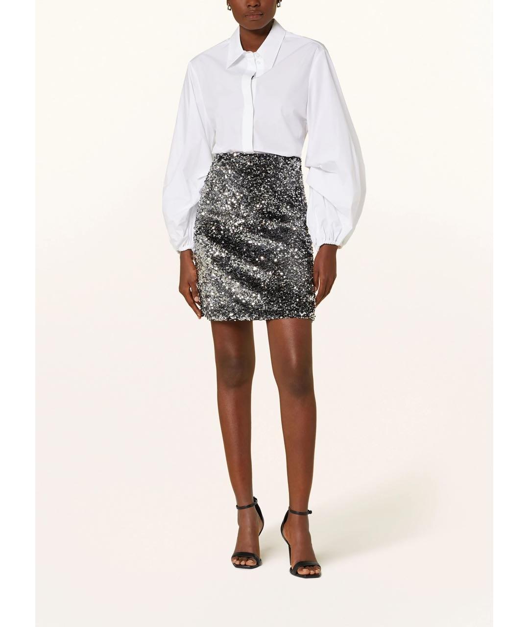 WEEKEND MAX MARA Серебряная полиэстеровая юбка мини, фото 4