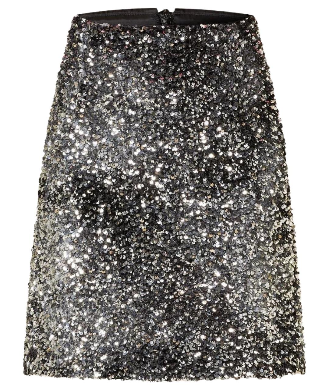 WEEKEND MAX MARA Серебряная полиэстеровая юбка мини, фото 1