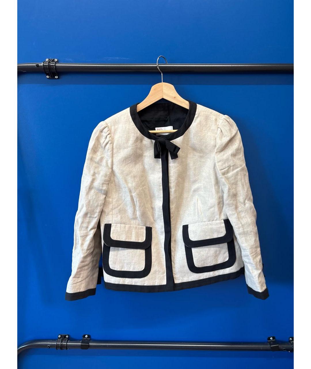 RED VALENTINO Бежевый льняной костюм с брюками, фото 9