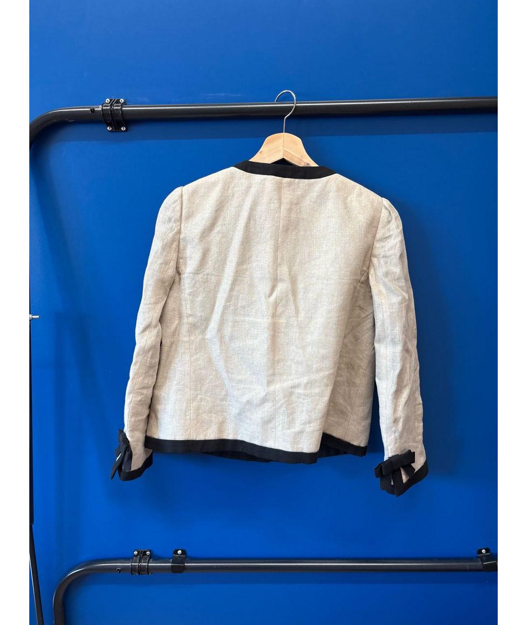 RED VALENTINO Бежевый льняной костюм с брюками, фото 4