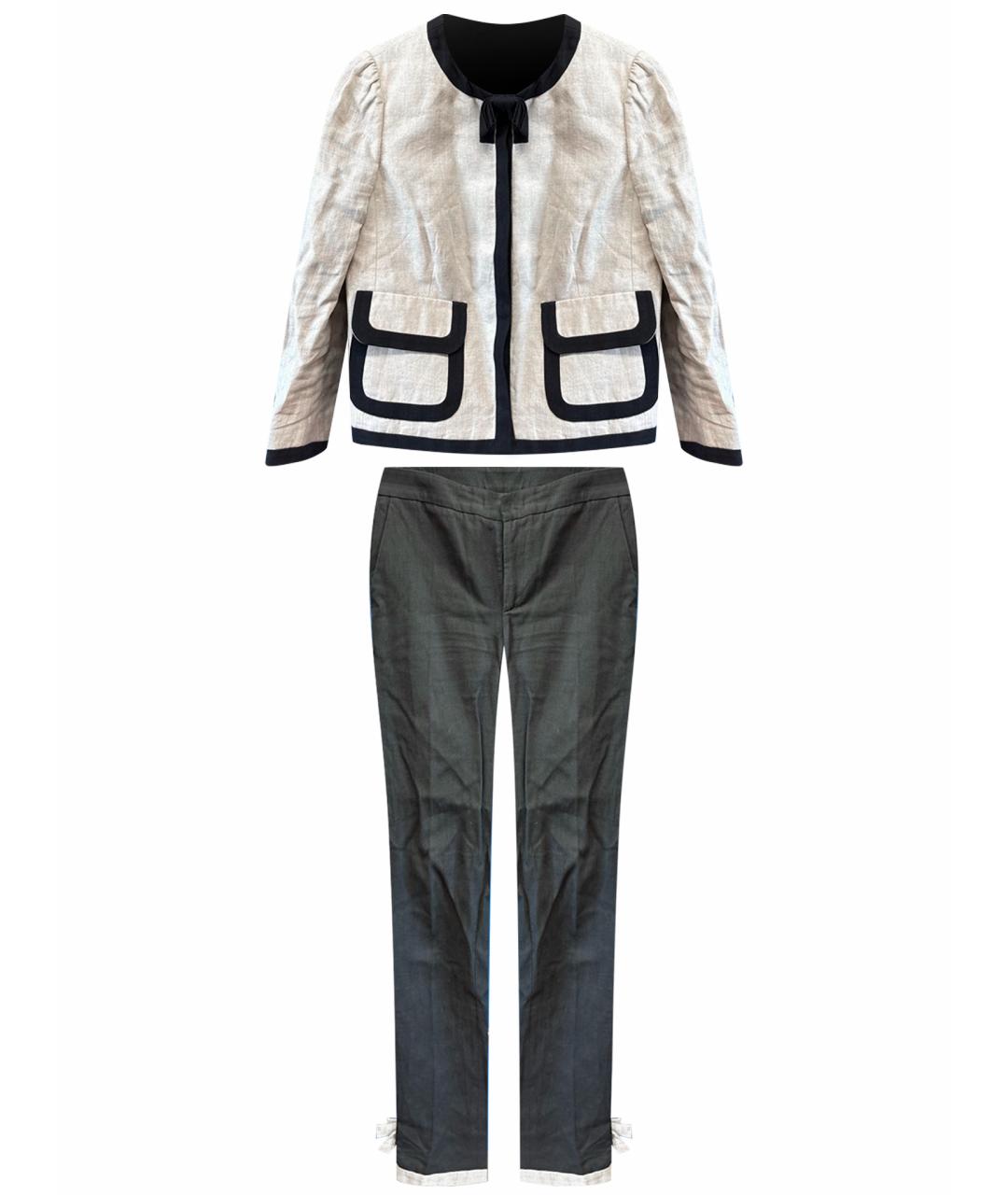 RED VALENTINO Бежевый льняной костюм с брюками, фото 1