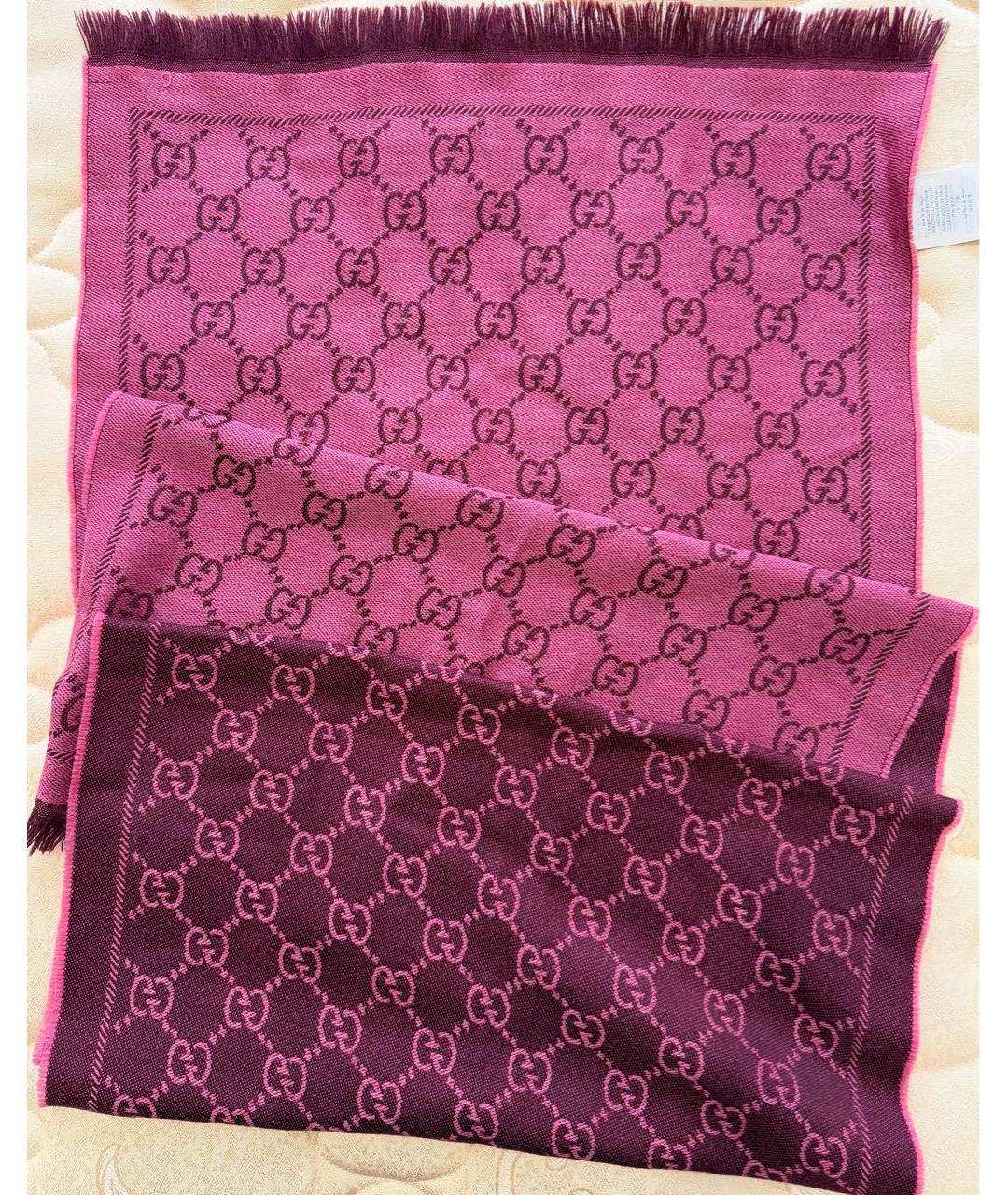 GUCCI Розовый шерстяной шарф, фото 2