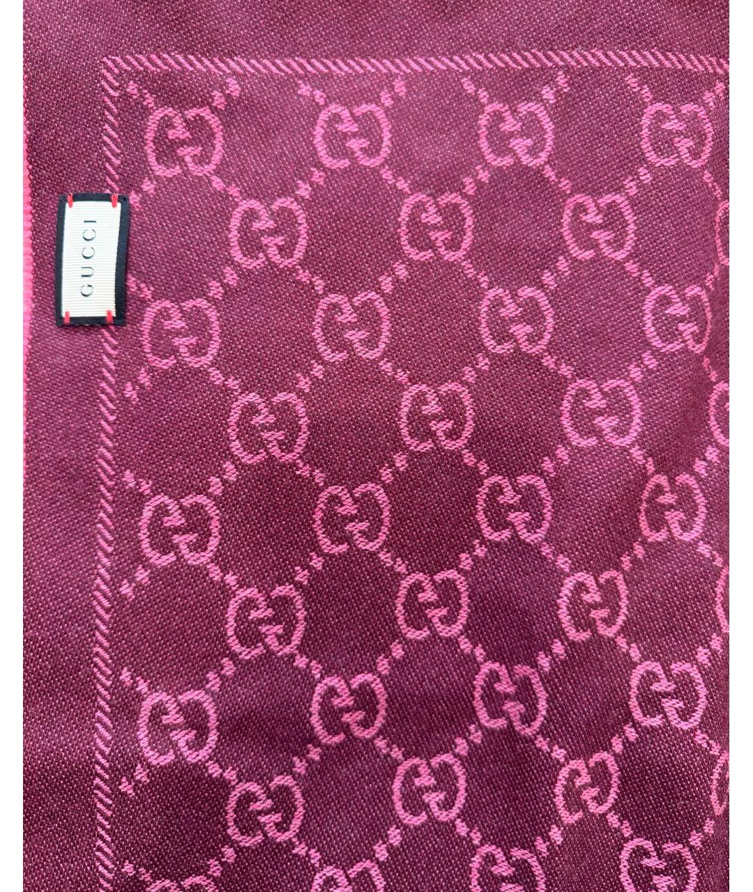 GUCCI Розовый шерстяной шарф, фото 3