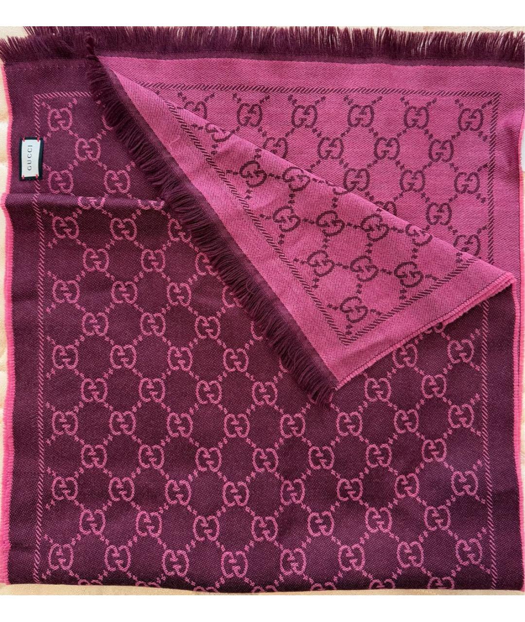 GUCCI Розовый шерстяной шарф, фото 4