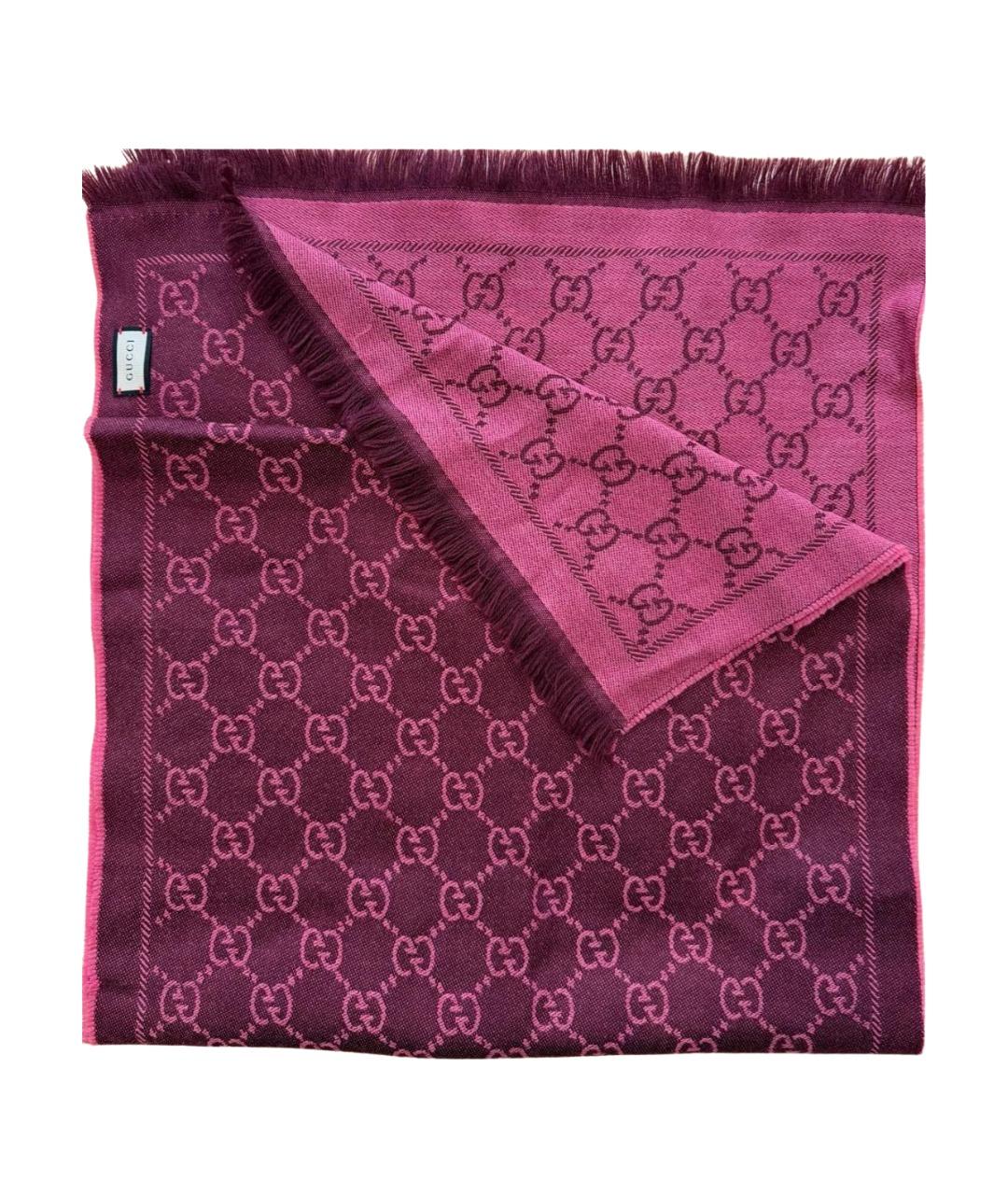GUCCI Розовый шерстяной шарф, фото 1