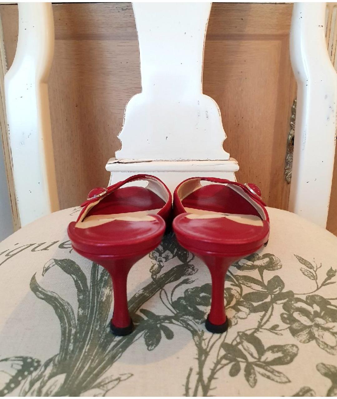 JIMMY CHOO Красные кожаные босоножки, фото 4