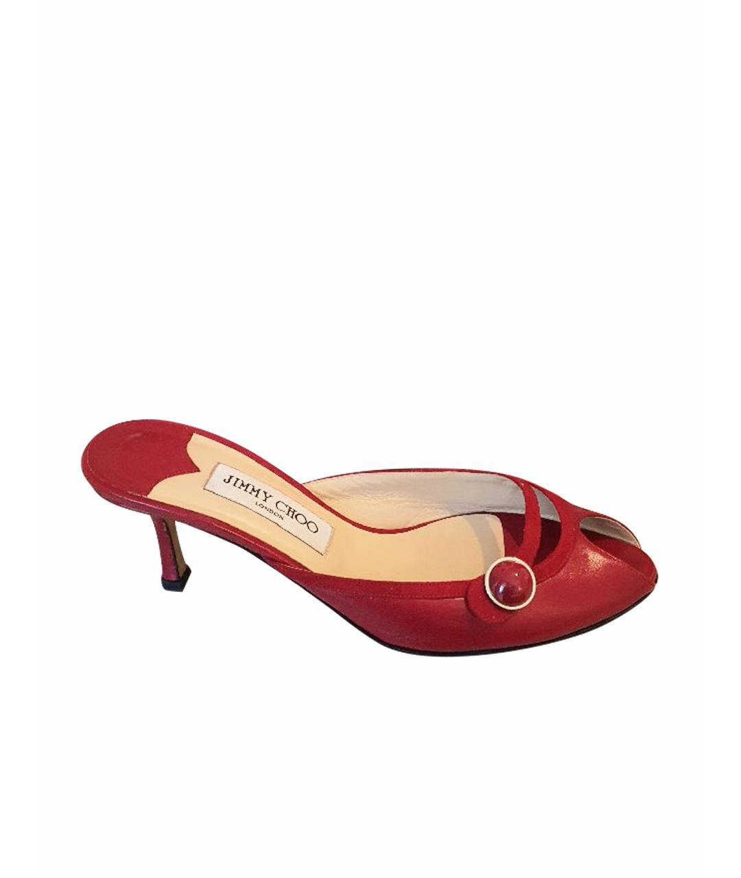 JIMMY CHOO Красные кожаные босоножки, фото 1