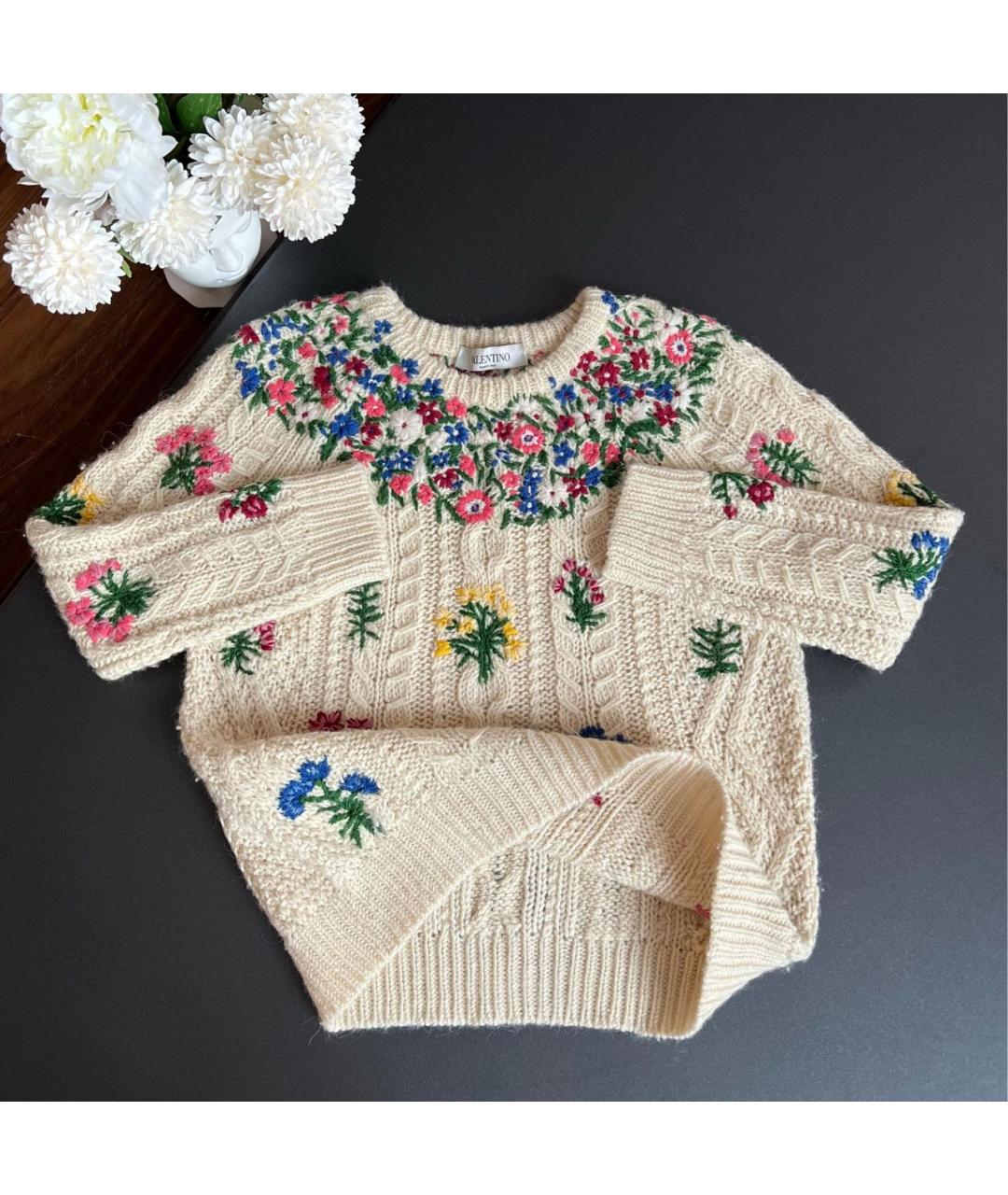 VALENTINO Бежевый шерстяной джемпер / свитер, фото 2