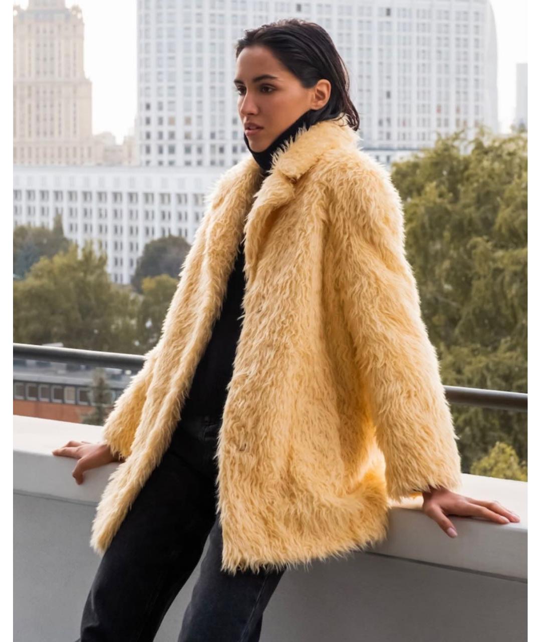 12 STOREEZ Бежевая полиэстеровая шуба, фото 7