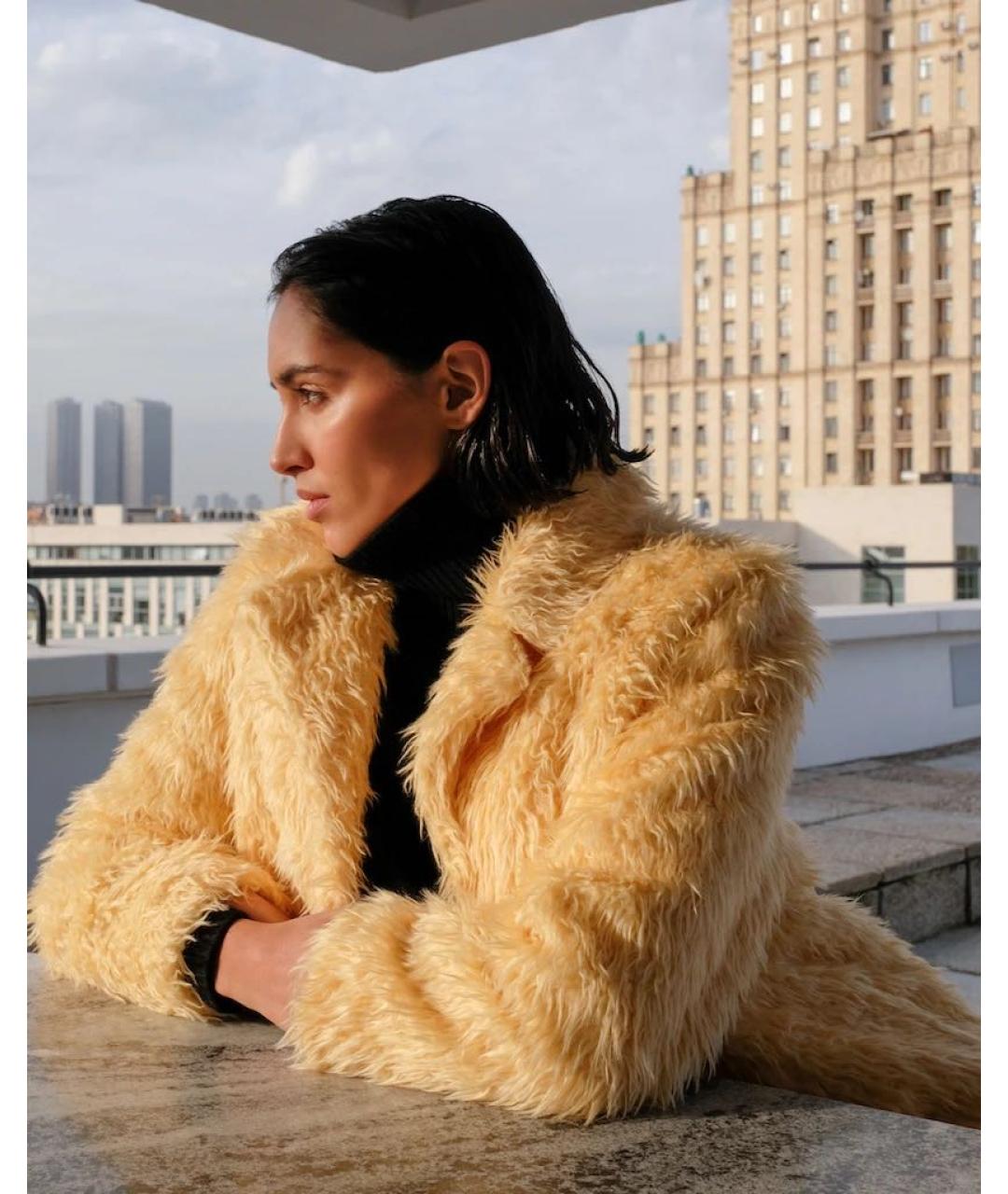 12 STOREEZ Бежевая полиэстеровая шуба, фото 6