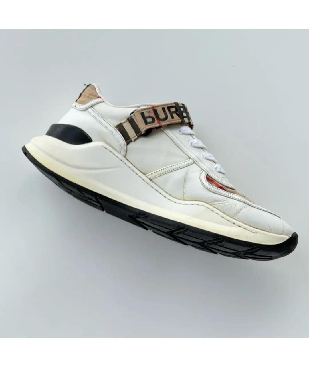BURBERRY Белые кожаные низкие кроссовки / кеды, фото 4