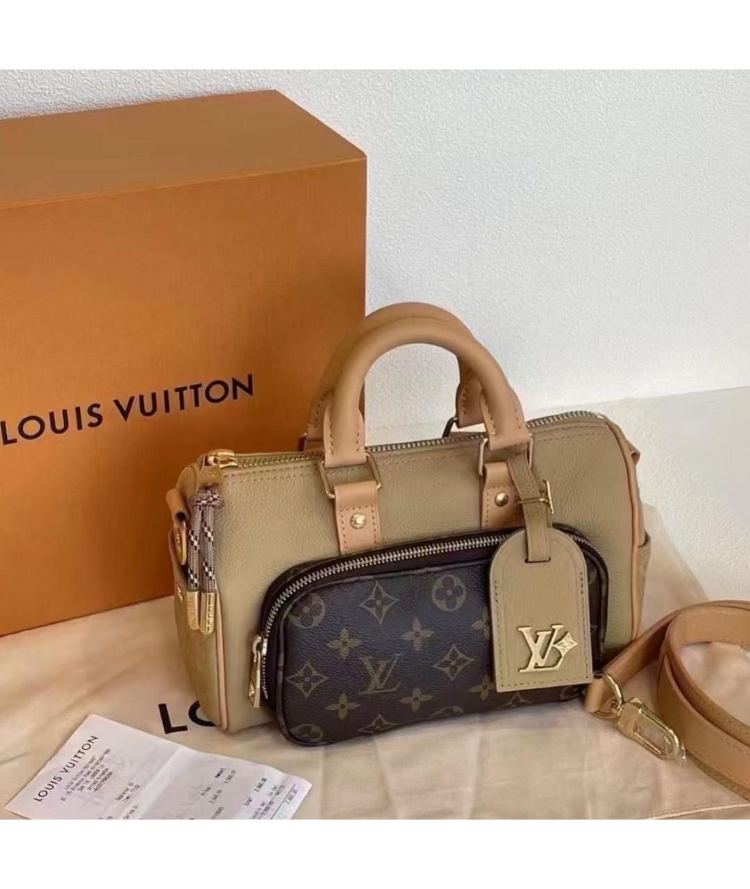 LOUIS VUITTON Бежевая кожаная сумка через плечо, фото 2
