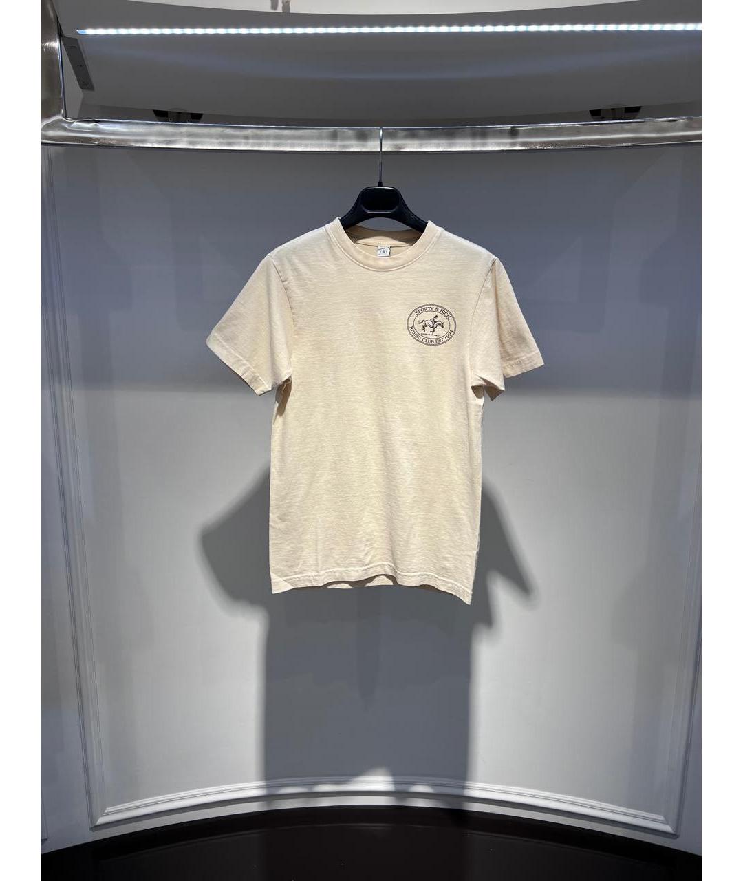 SPORTY AND RICH Бежевая хлопковая футболка, фото 3