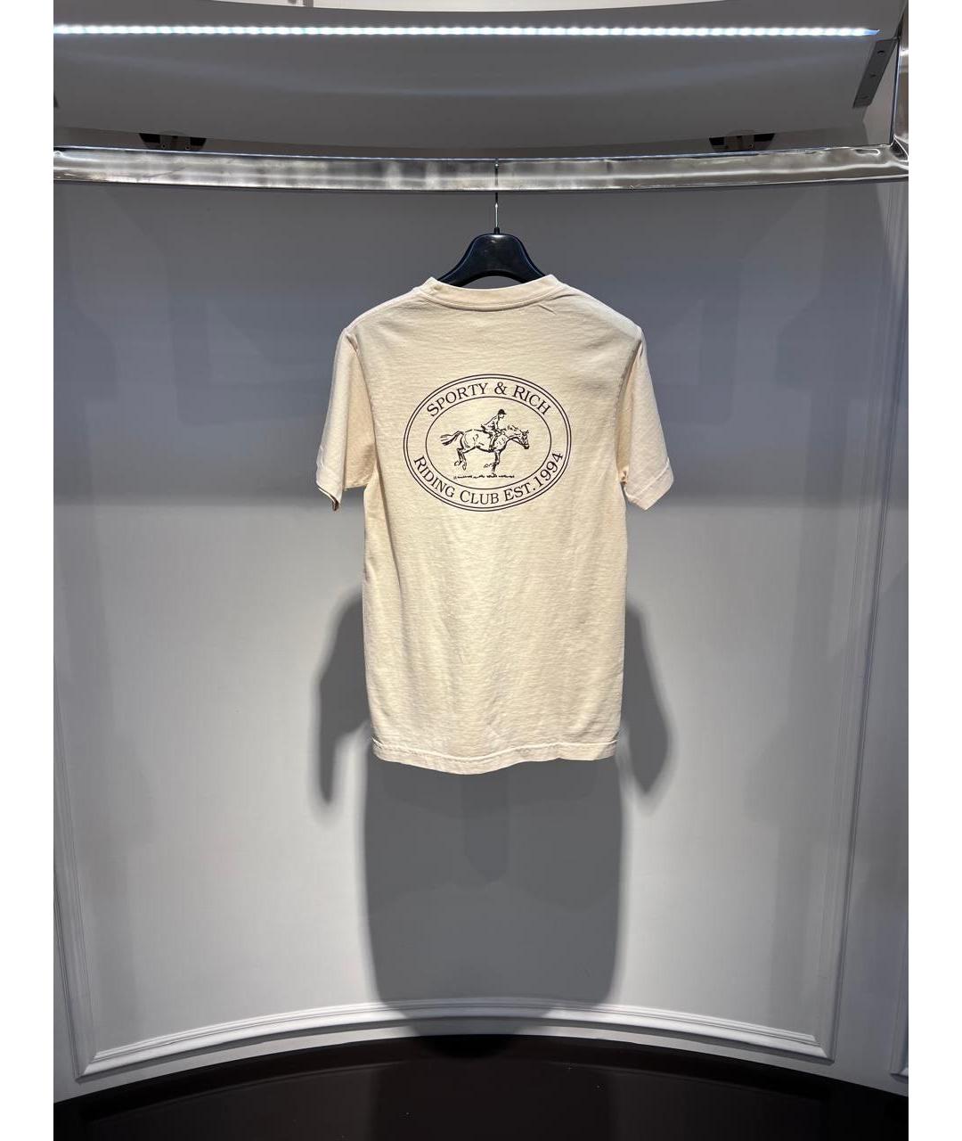 SPORTY AND RICH Бежевая хлопковая футболка, фото 2