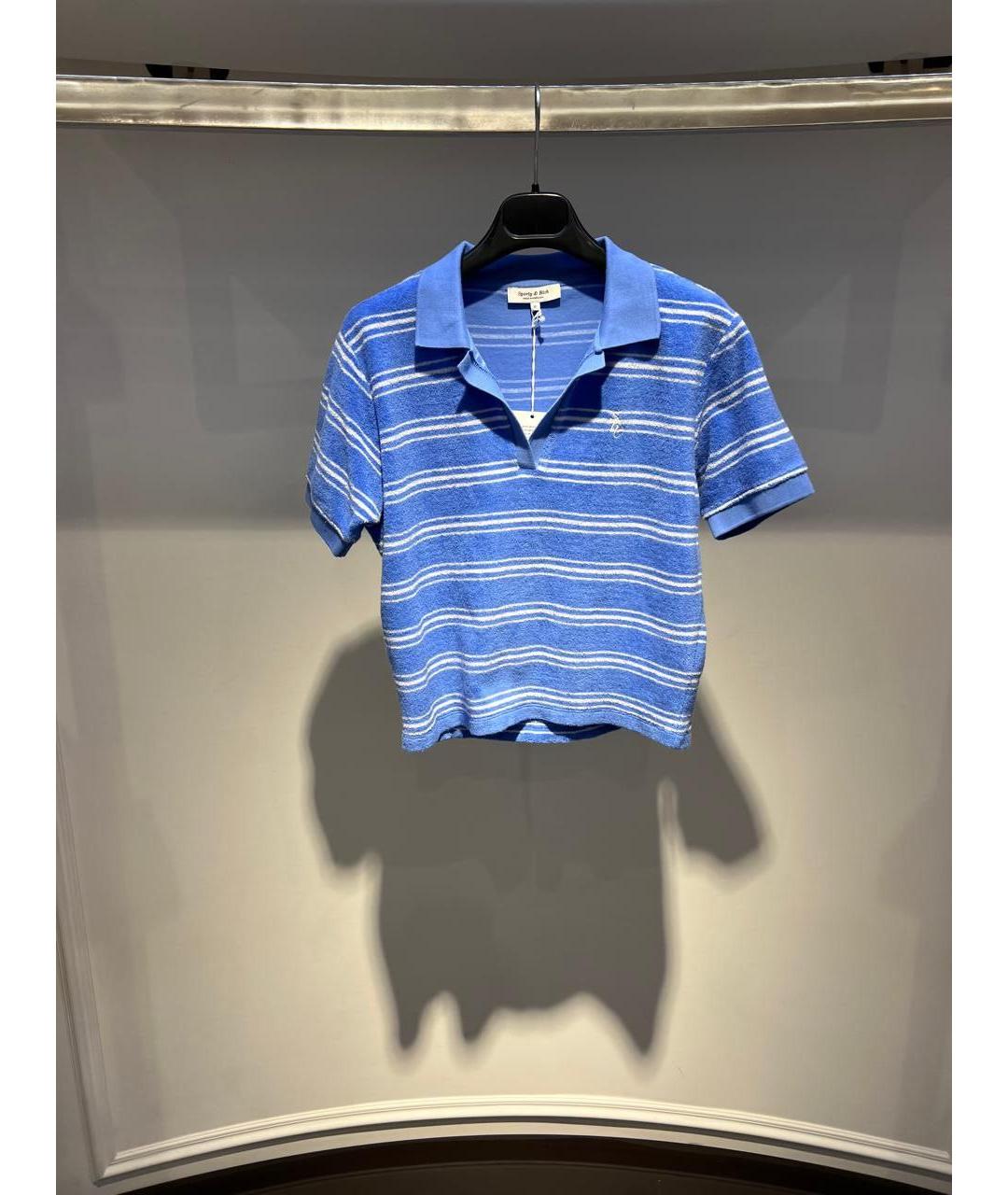 SPORTY AND RICH Голубая хлопковая футболка, фото 3