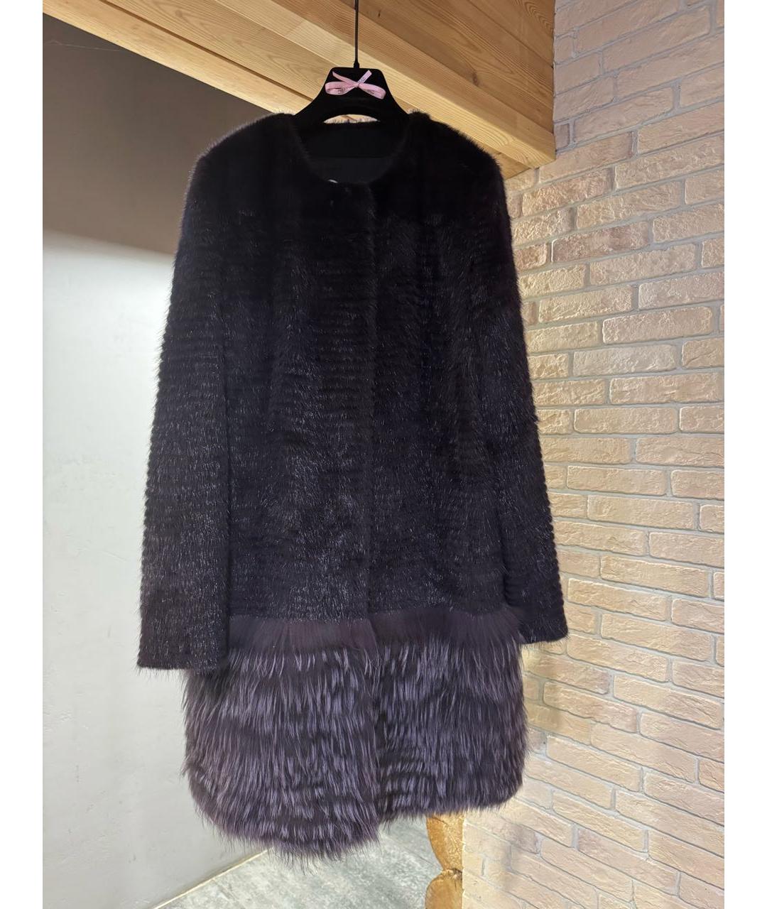 YVES SALOMON Фиолетовая меховая шуба, фото 6