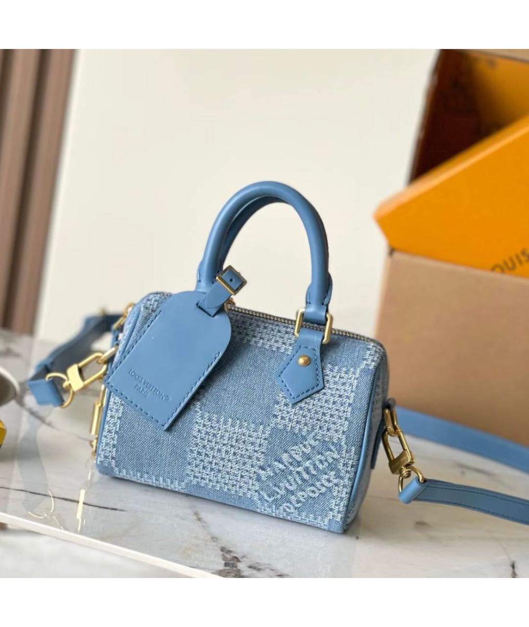 LOUIS VUITTON Синяя деним сумка с короткими ручками, фото 2