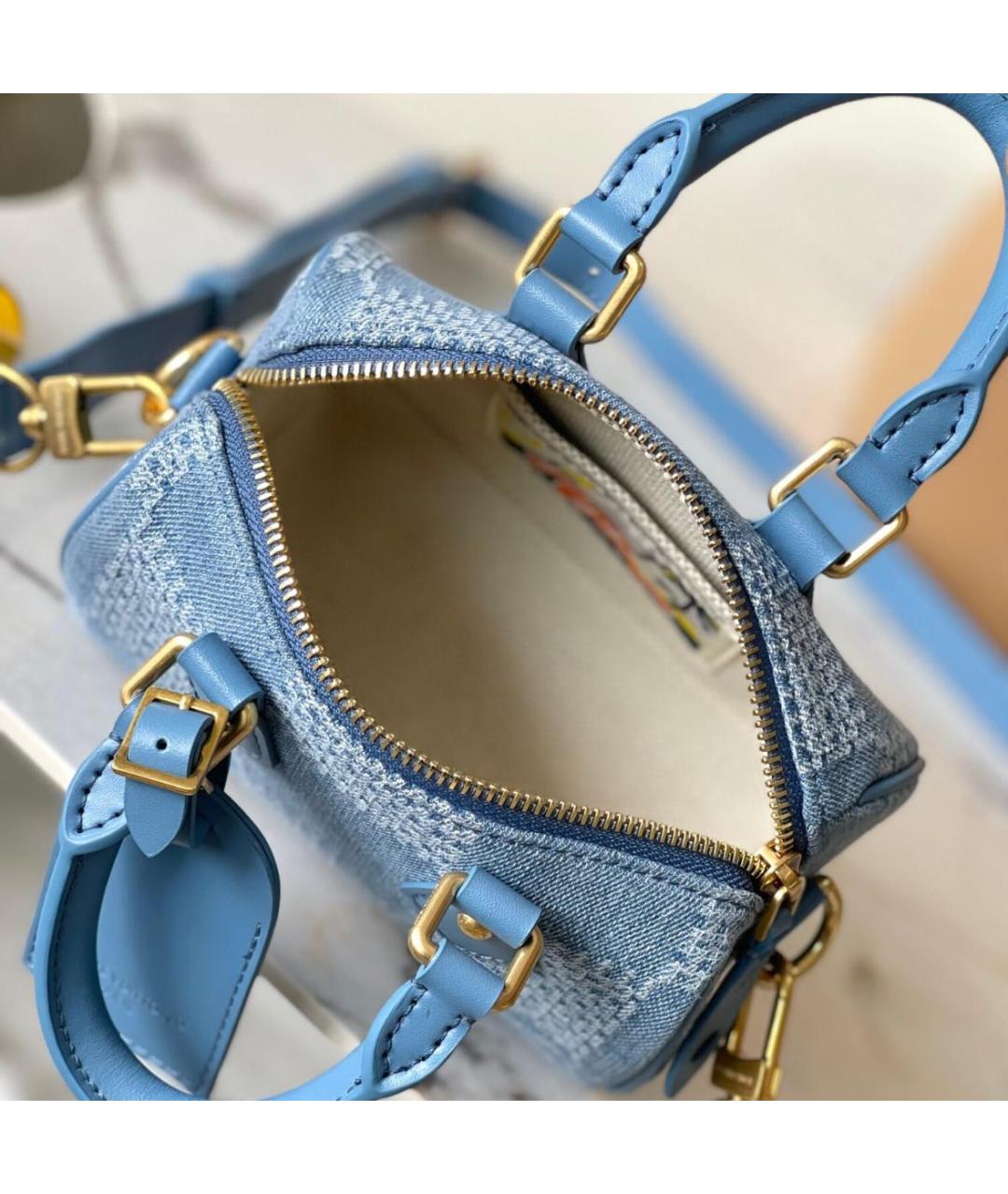 LOUIS VUITTON Синяя деним сумка с короткими ручками, фото 4