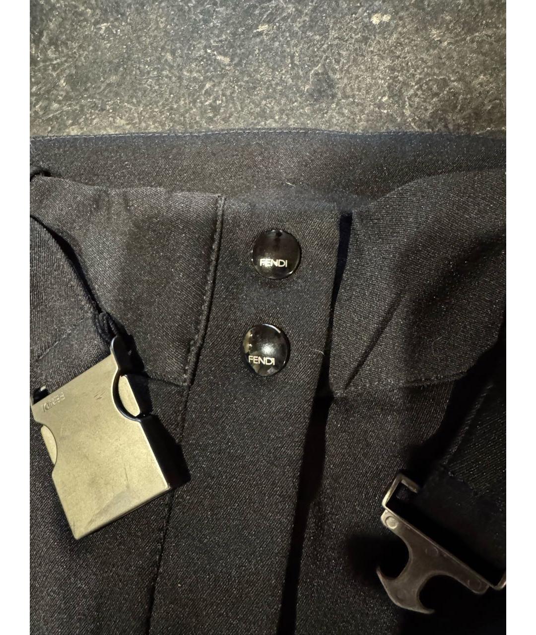 FENDI Черные полиамидовые брюки узкие, фото 4