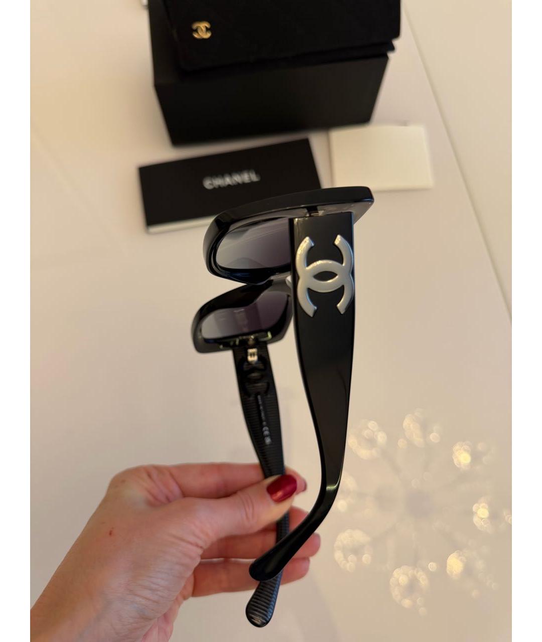 CHANEL Черные пластиковые солнцезащитные очки, фото 4